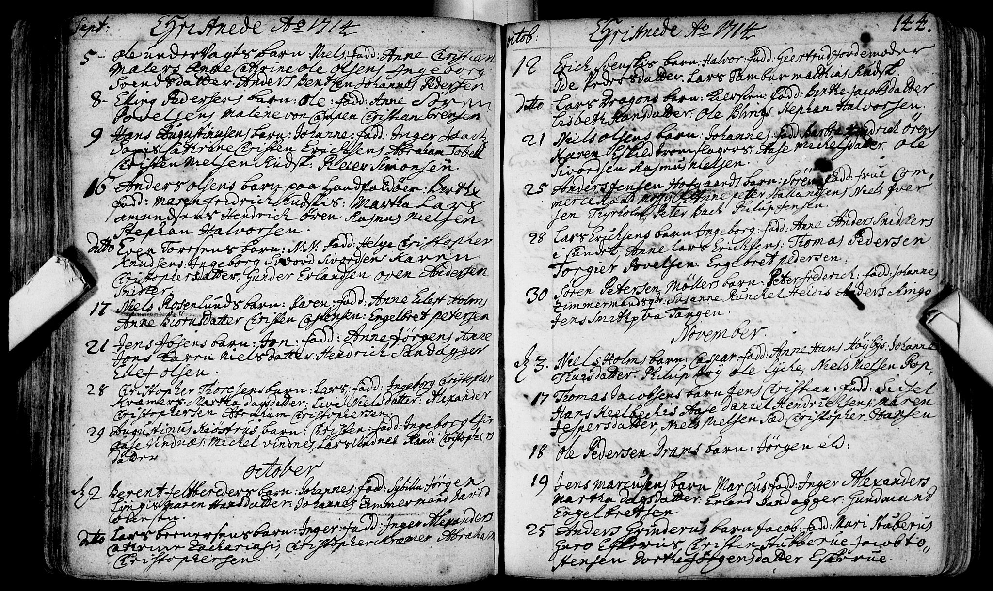 Bragernes kirkebøker, SAKO/A-6/F/Fa/L0003: Ministerialbok nr. I 3, 1706-1734, s. 144