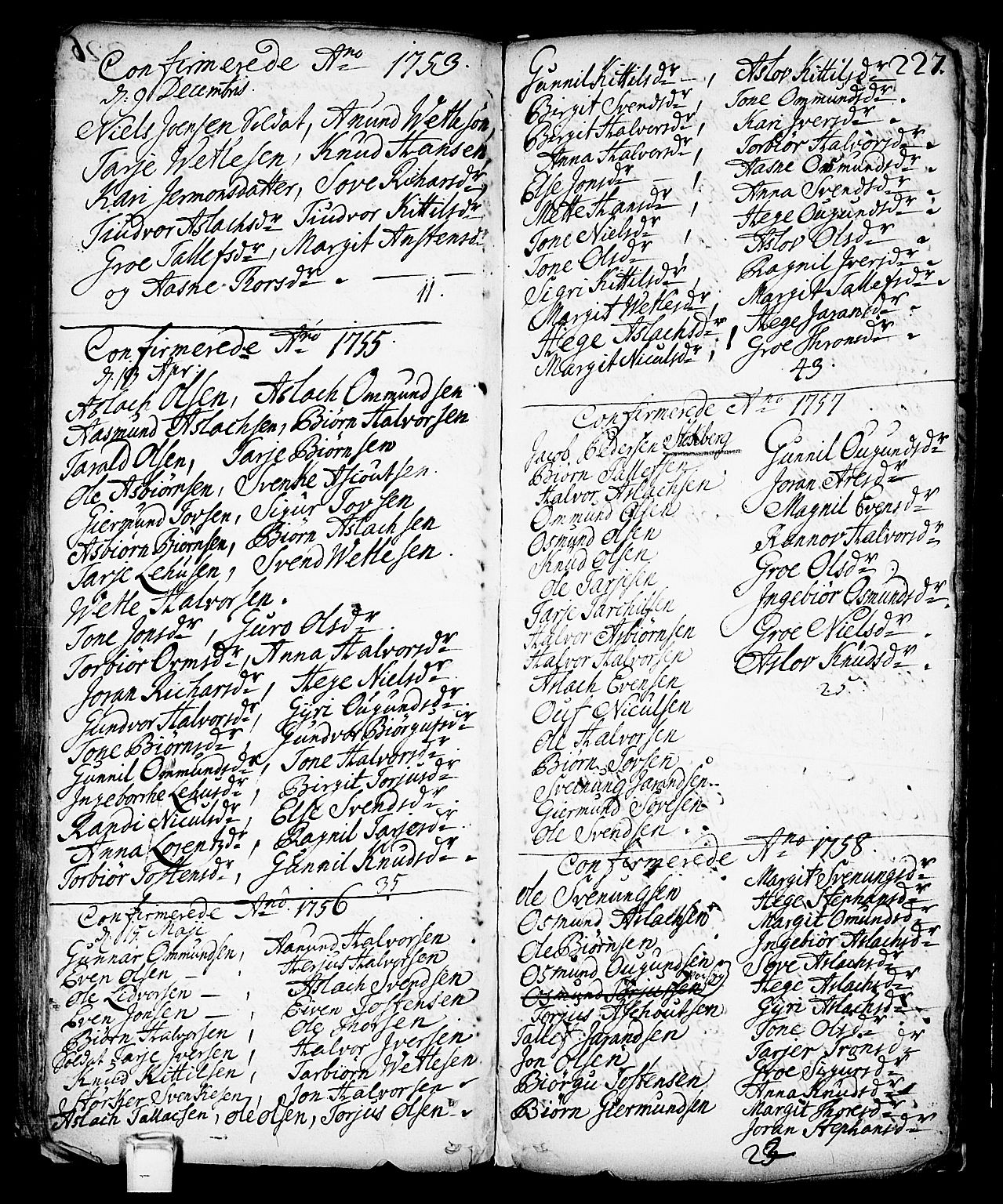 Vinje kirkebøker, SAKO/A-312/F/Fa/L0001: Ministerialbok nr. I 1, 1717-1766, s. 227