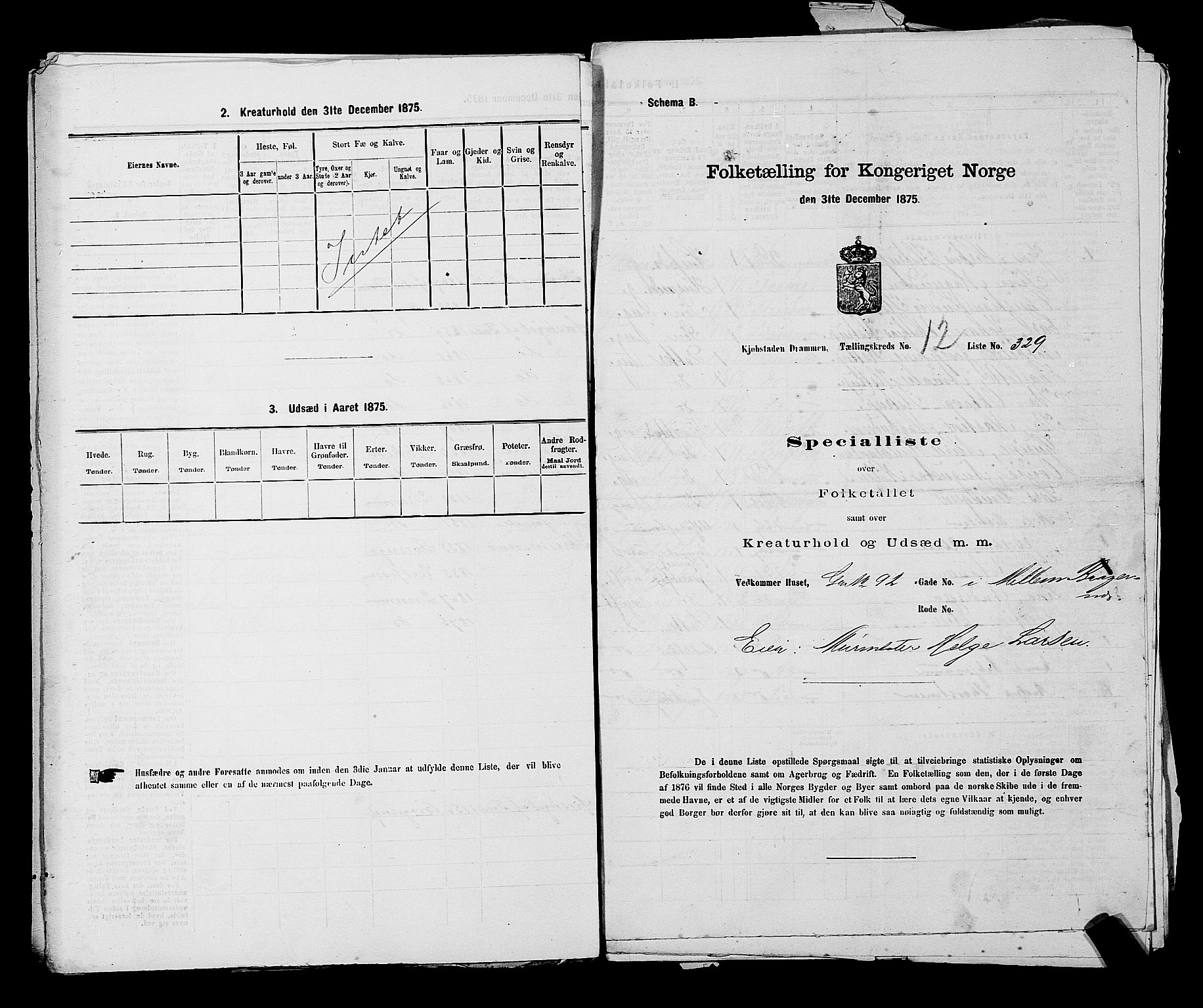 SAKO, Folketelling 1875 for 0602 Drammen kjøpstad, 1875, s. 1323
