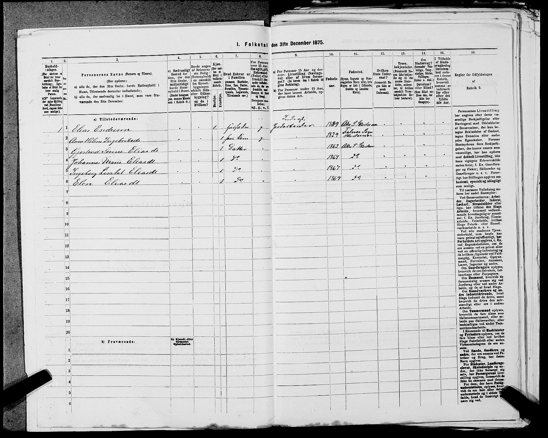 SAST, Folketelling 1875 for 1150L Skudenes prestegjeld, Falnes sokn, Åkra sokn og Ferkingstad sokn, 1875, s. 369