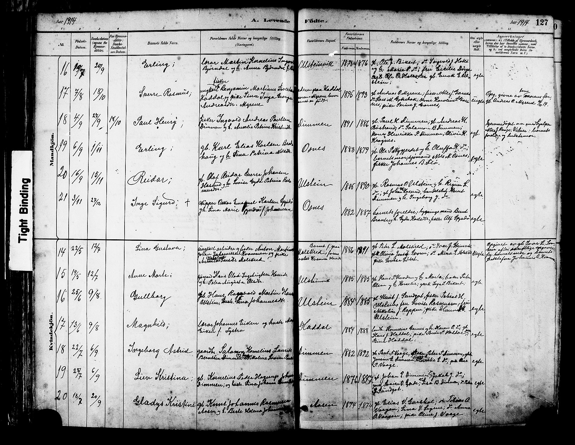 Ministerialprotokoller, klokkerbøker og fødselsregistre - Møre og Romsdal, AV/SAT-A-1454/509/L0112: Klokkerbok nr. 509C02, 1883-1922, s. 127