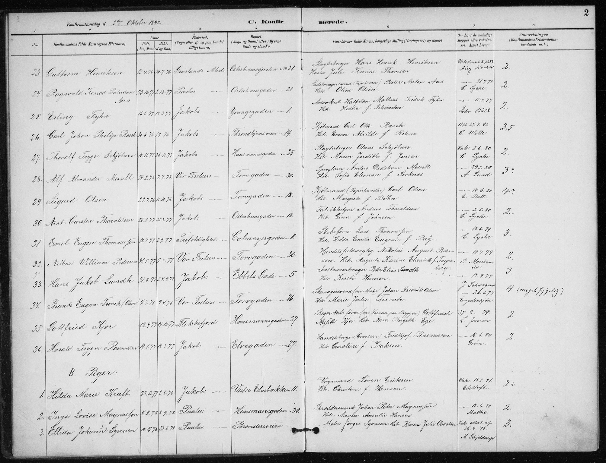 Jakob prestekontor Kirkebøker, AV/SAO-A-10850/F/Fa/L0008: Ministerialbok nr. 8, 1892-1924, s. 2