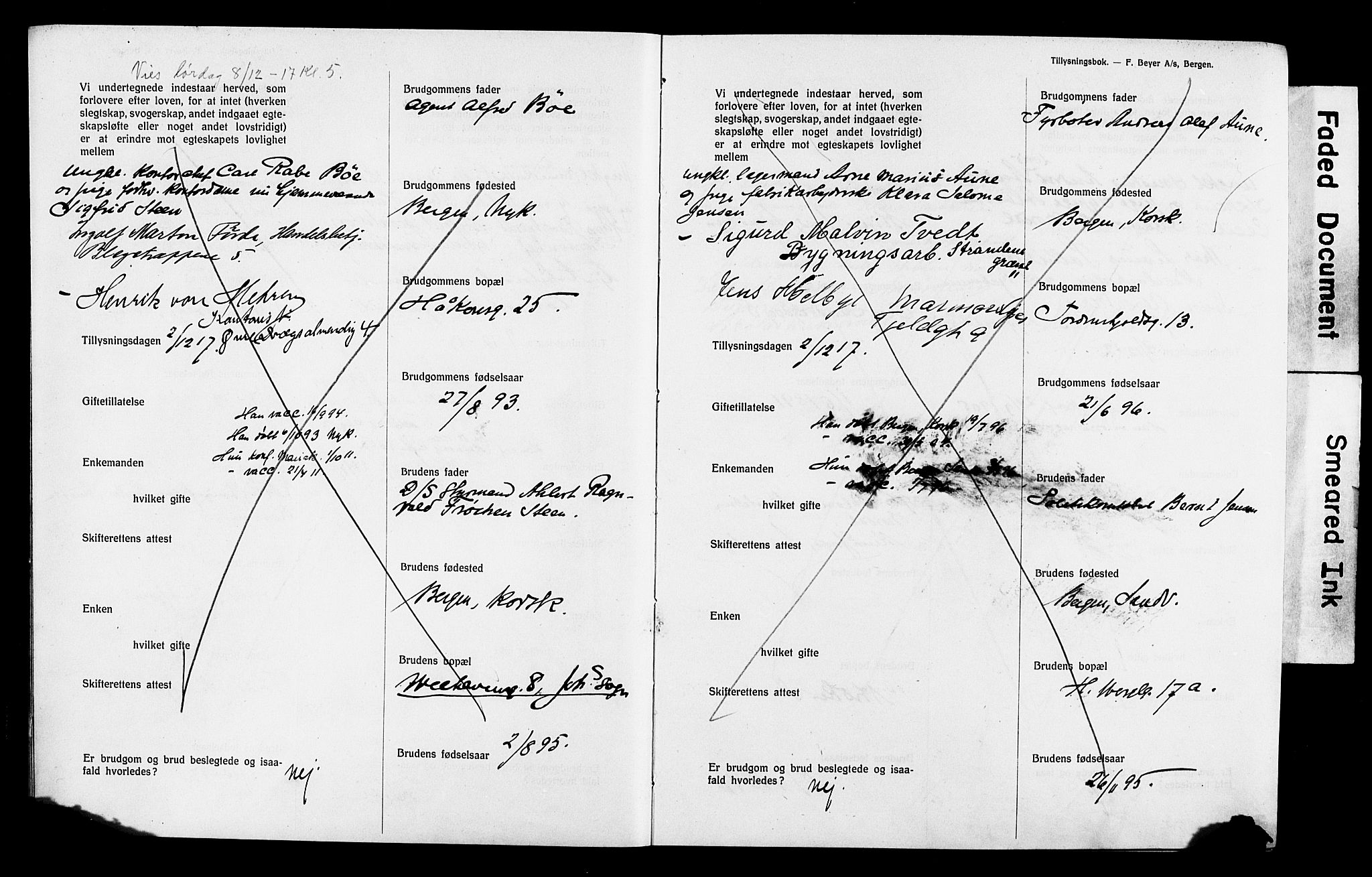 Mariakirken Sokneprestembete, SAB/A-76901: Forlovererklæringer nr. II.5.4, 1917-1918, s. 5