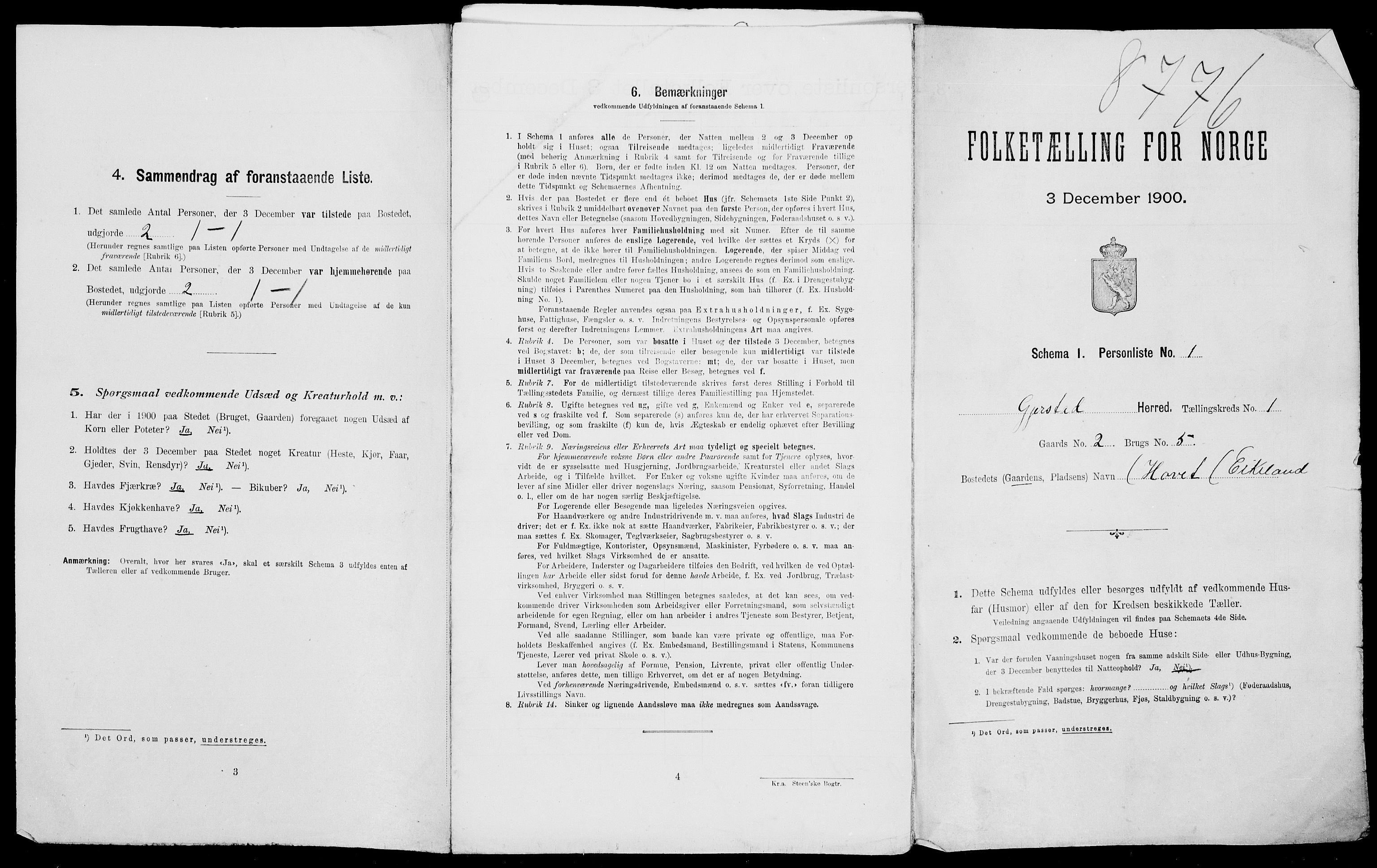 SAK, Folketelling 1900 for 0911 Gjerstad herred, 1900, s. 90