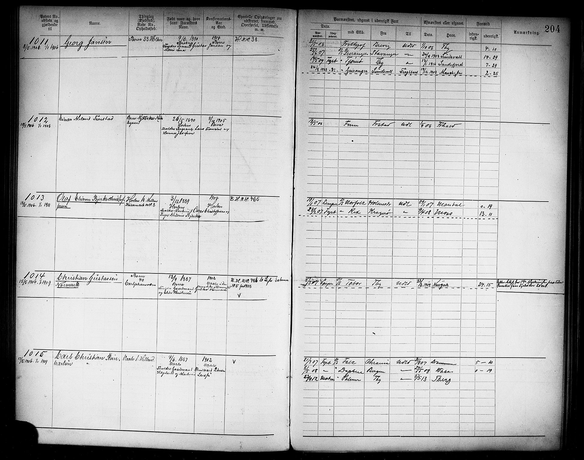 Horten innrulleringskontor, AV/SAKO-A-785/F/Fb/L0006: Annotasjonsrulle, 1889-1911, s. 208