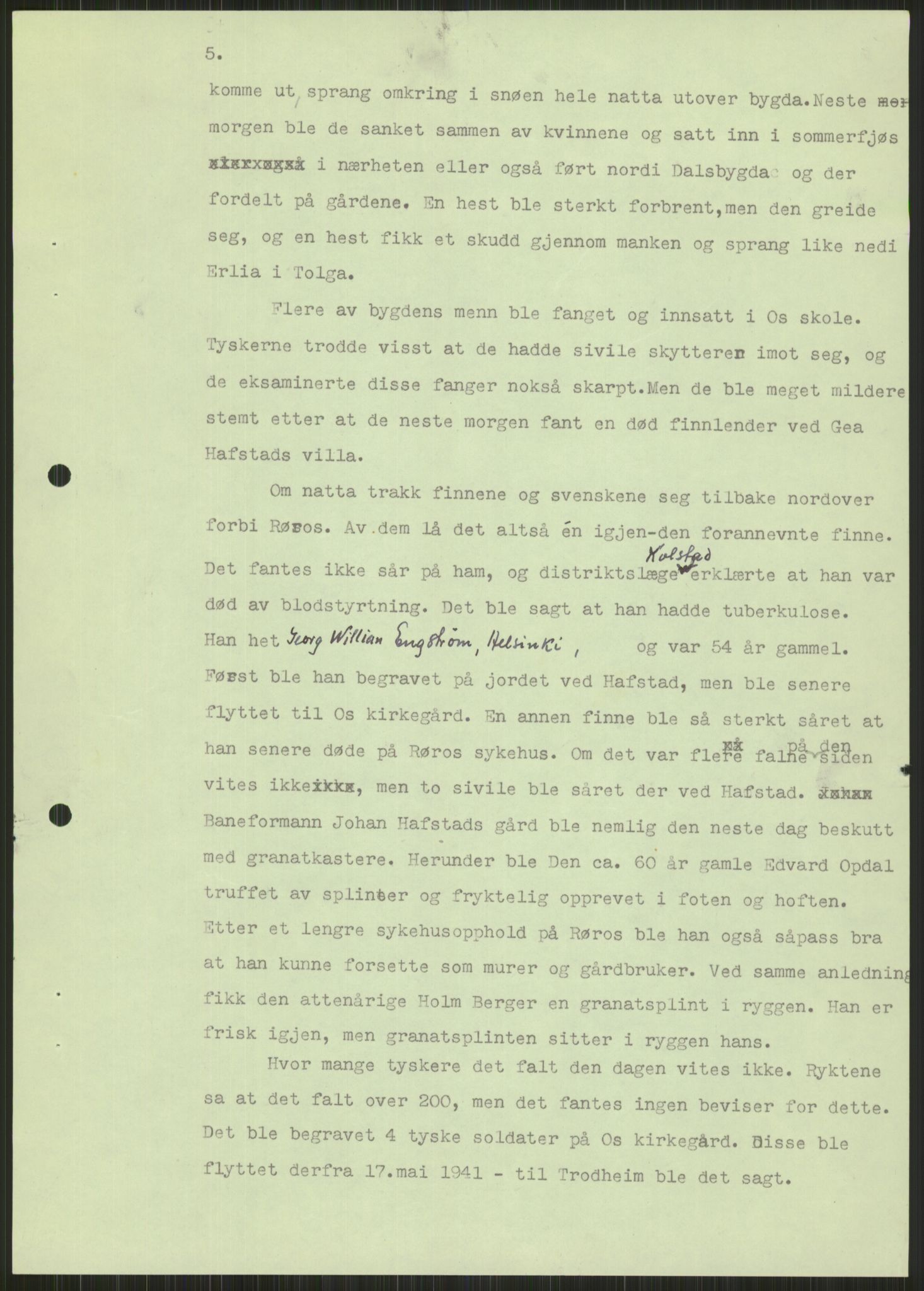 Forsvaret, Forsvarets krigshistoriske avdeling, AV/RA-RAFA-2017/Y/Ya/L0013: II-C-11-31 - Fylkesmenn.  Rapporter om krigsbegivenhetene 1940., 1940, s. 943