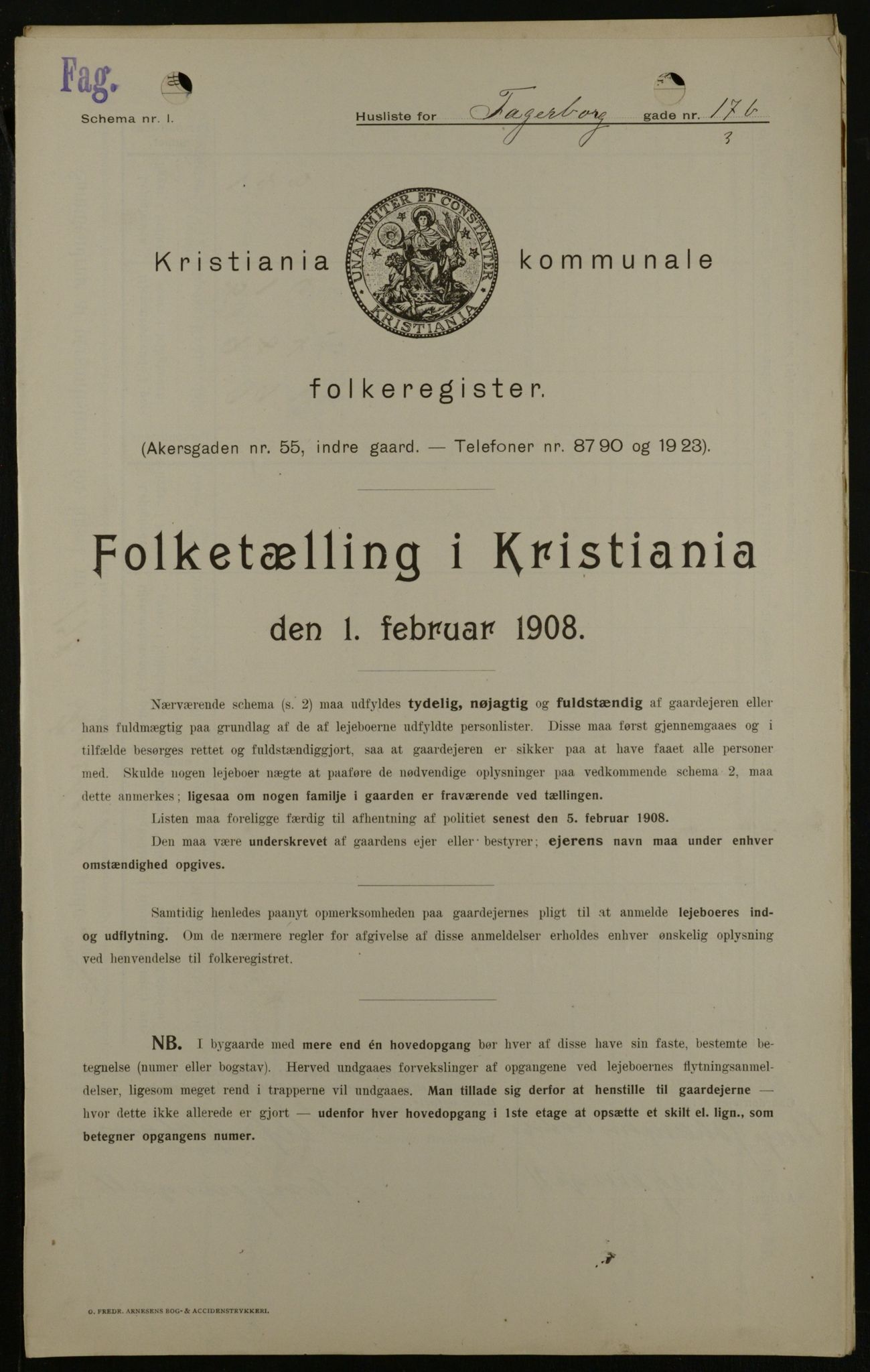 OBA, Kommunal folketelling 1.2.1908 for Kristiania kjøpstad, 1908, s. 20905