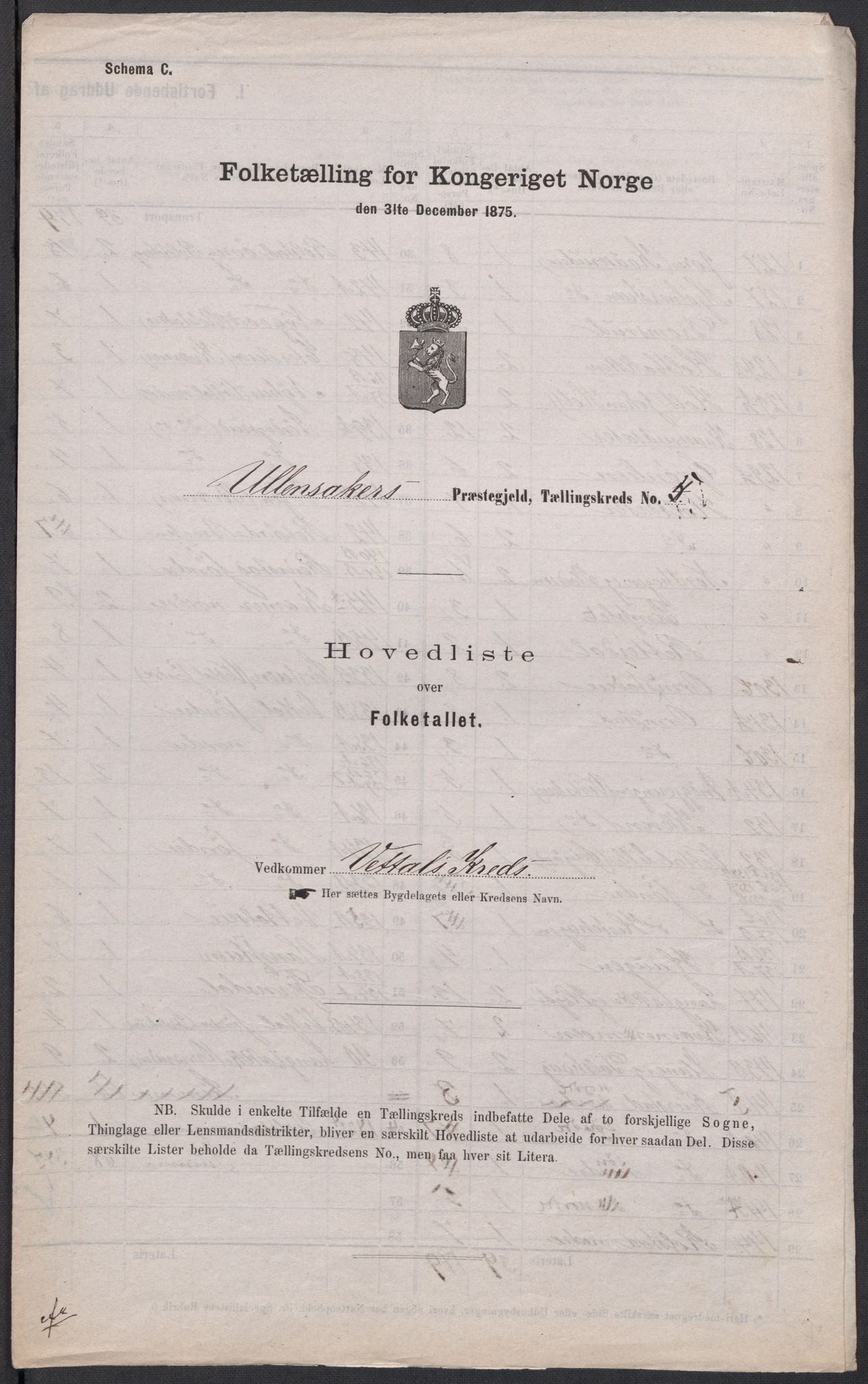RA, Folketelling 1875 for 0235P Ullensaker prestegjeld, 1875, s. 16
