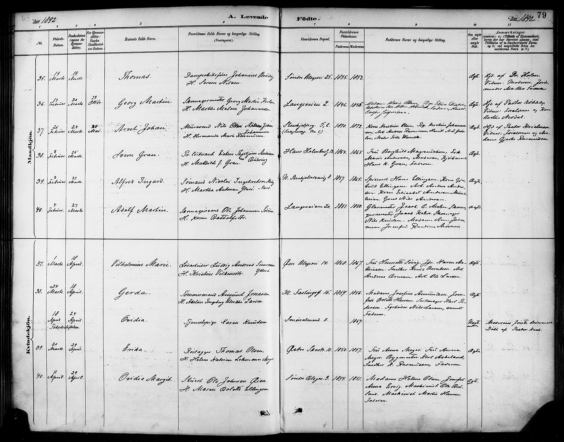 Korskirken sokneprestembete, SAB/A-76101/H/Haa/L0022: Ministerialbok nr. B 8, 1889-1899, s. 79
