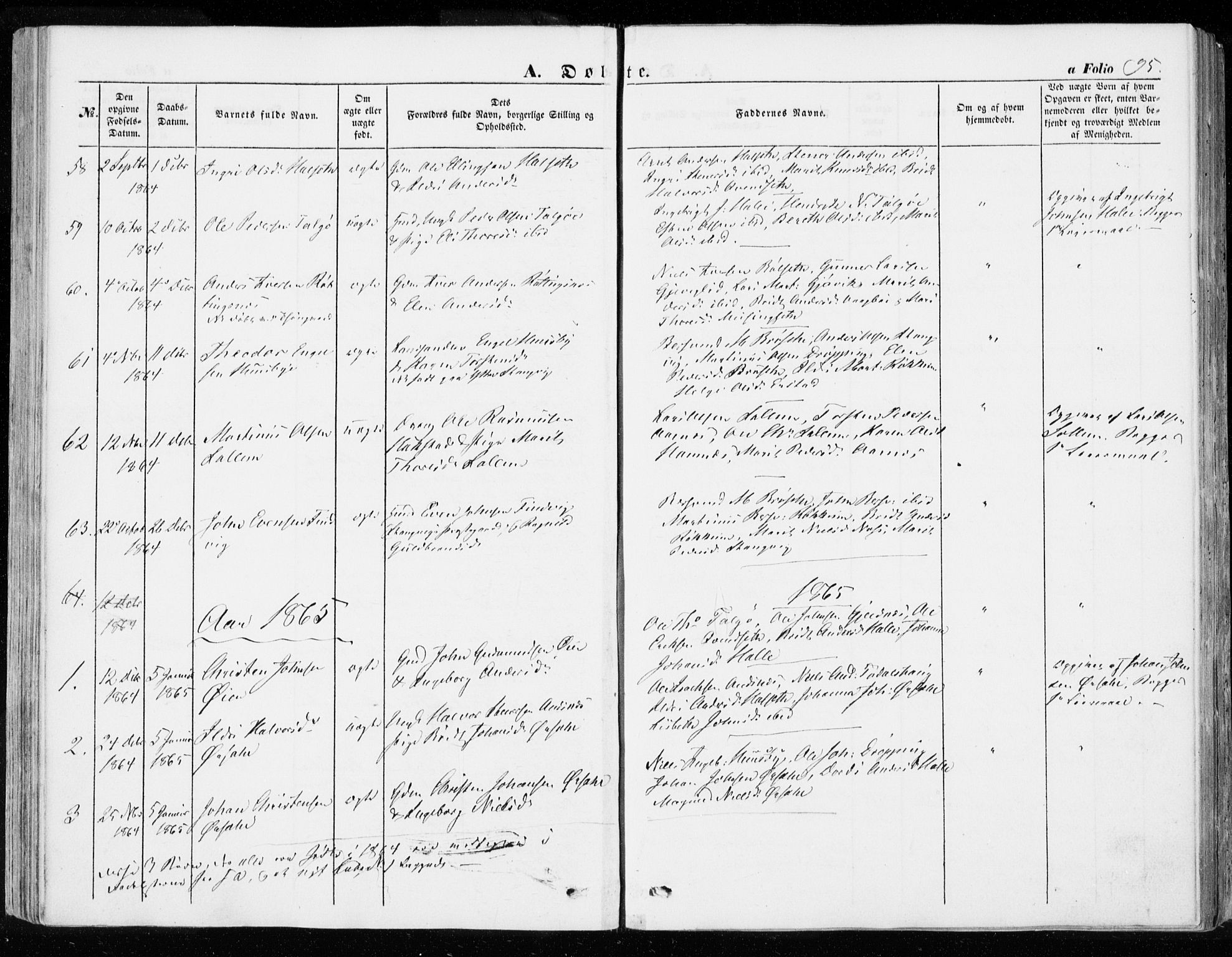 Ministerialprotokoller, klokkerbøker og fødselsregistre - Møre og Romsdal, AV/SAT-A-1454/592/L1026: Ministerialbok nr. 592A04, 1849-1867, s. 95