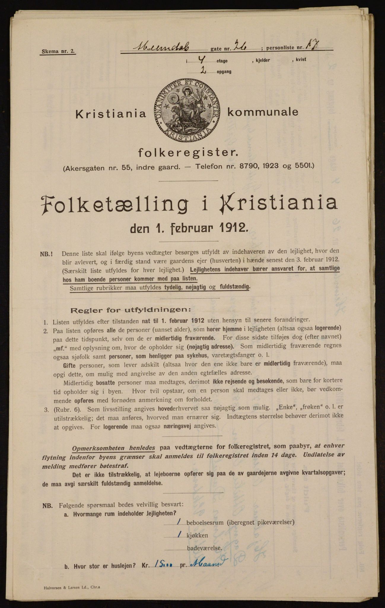 OBA, Kommunal folketelling 1.2.1912 for Kristiania, 1912, s. 37205