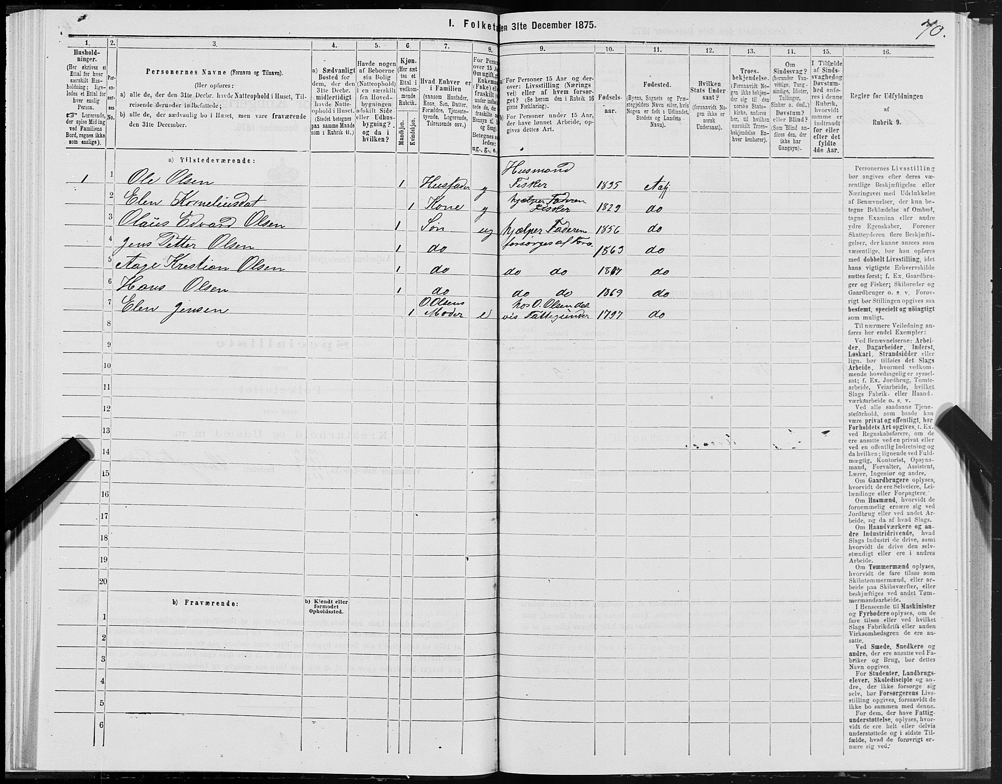 SAT, Folketelling 1875 for 1630P Aafjorden prestegjeld, 1875, s. 2070