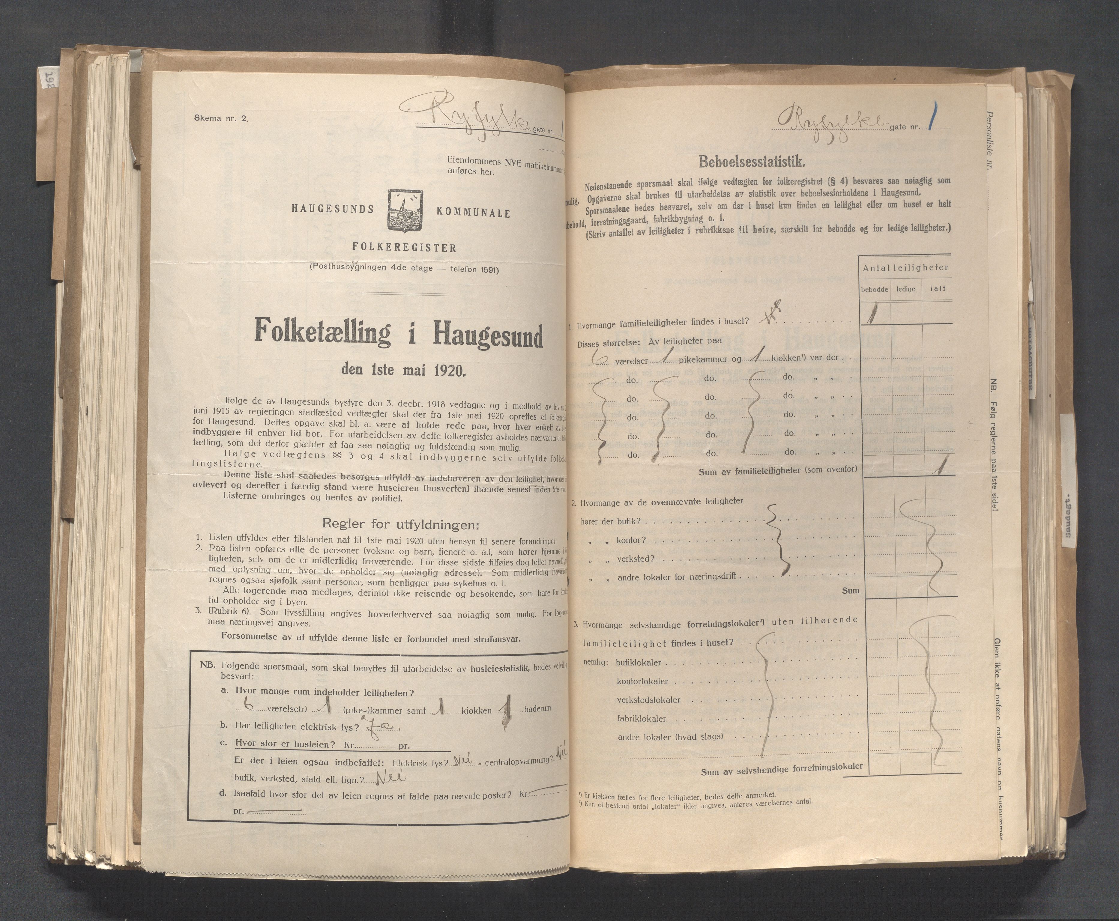 IKAR, Kommunal folketelling 1.5.1920 for Haugesund, 1920, s. 3233