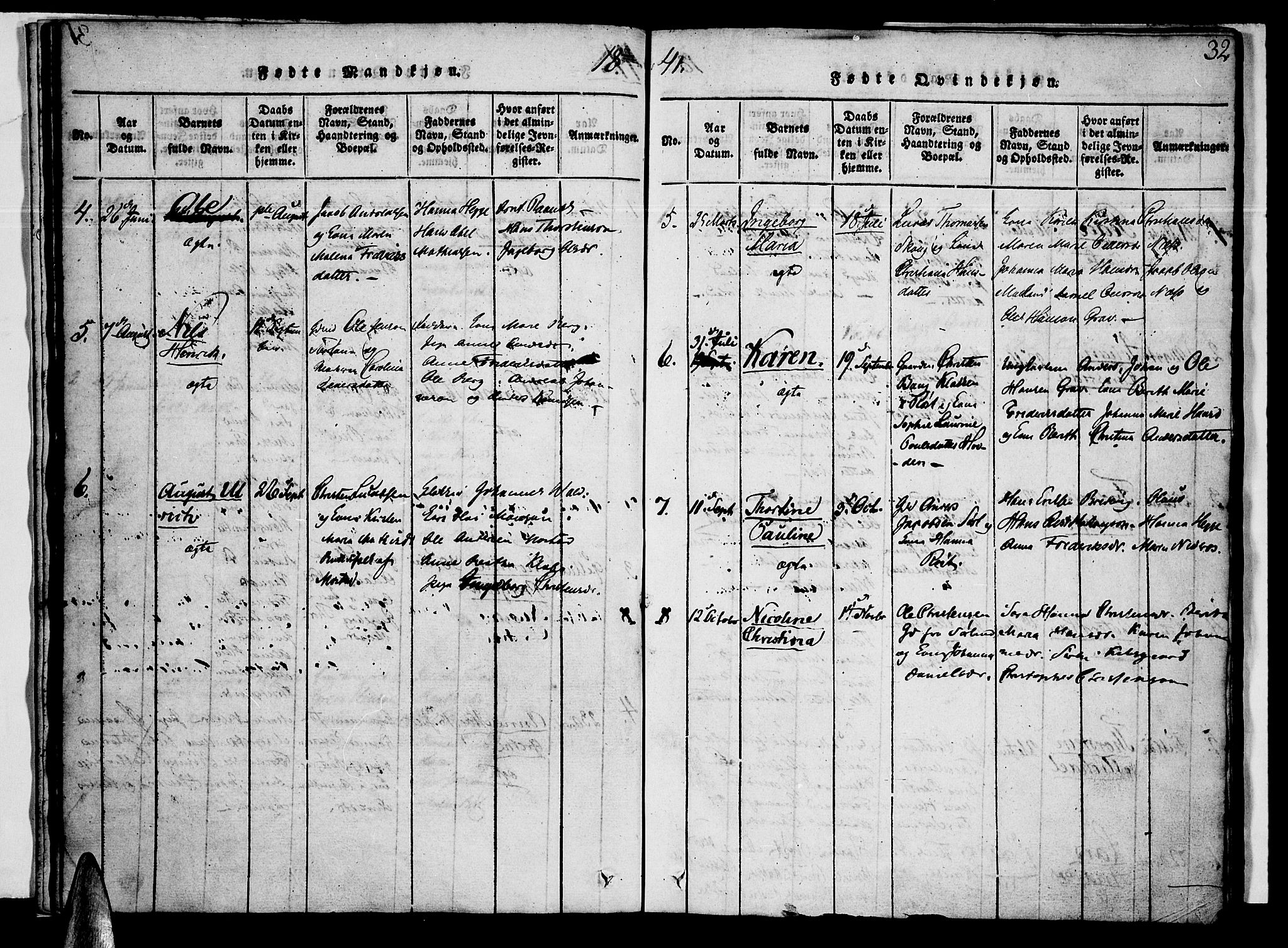 Ministerialprotokoller, klokkerbøker og fødselsregistre - Nordland, AV/SAT-A-1459/807/L0120: Ministerialbok nr. 807A03, 1821-1848, s. 32