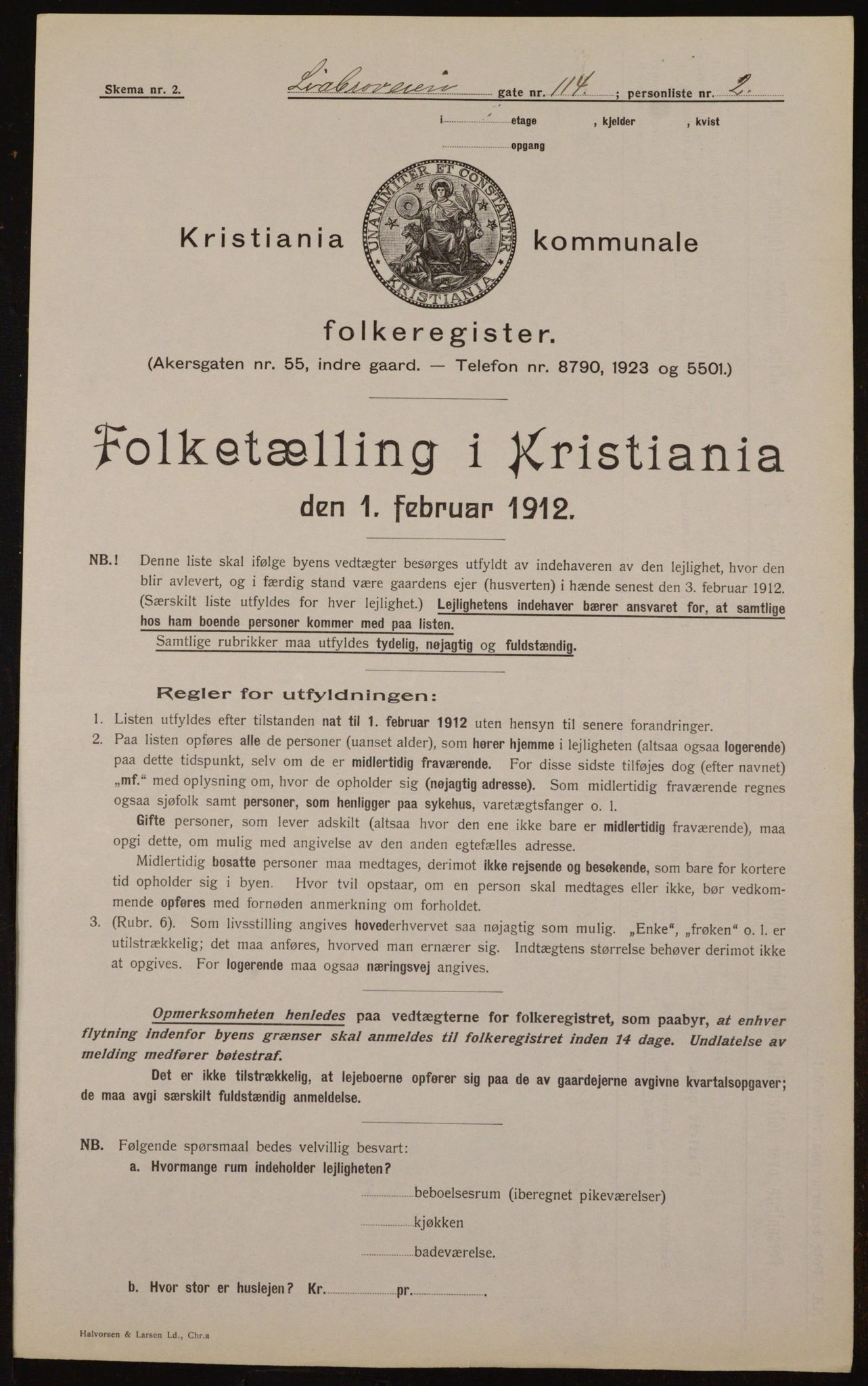 OBA, Kommunal folketelling 1.2.1912 for Kristiania, 1912, s. 58582