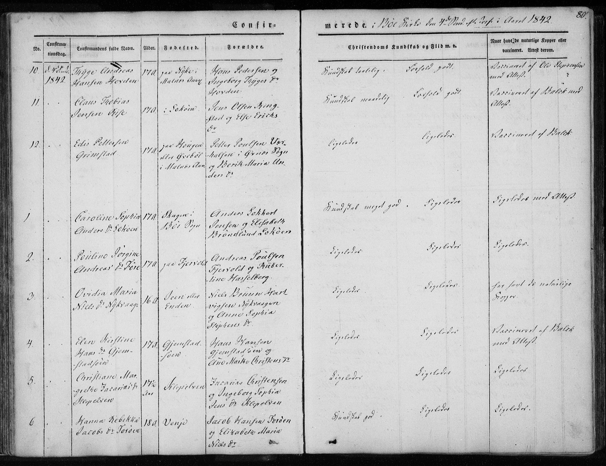 Ministerialprotokoller, klokkerbøker og fødselsregistre - Nordland, AV/SAT-A-1459/891/L1299: Ministerialbok nr. 891A04, 1841-1856, s. 80