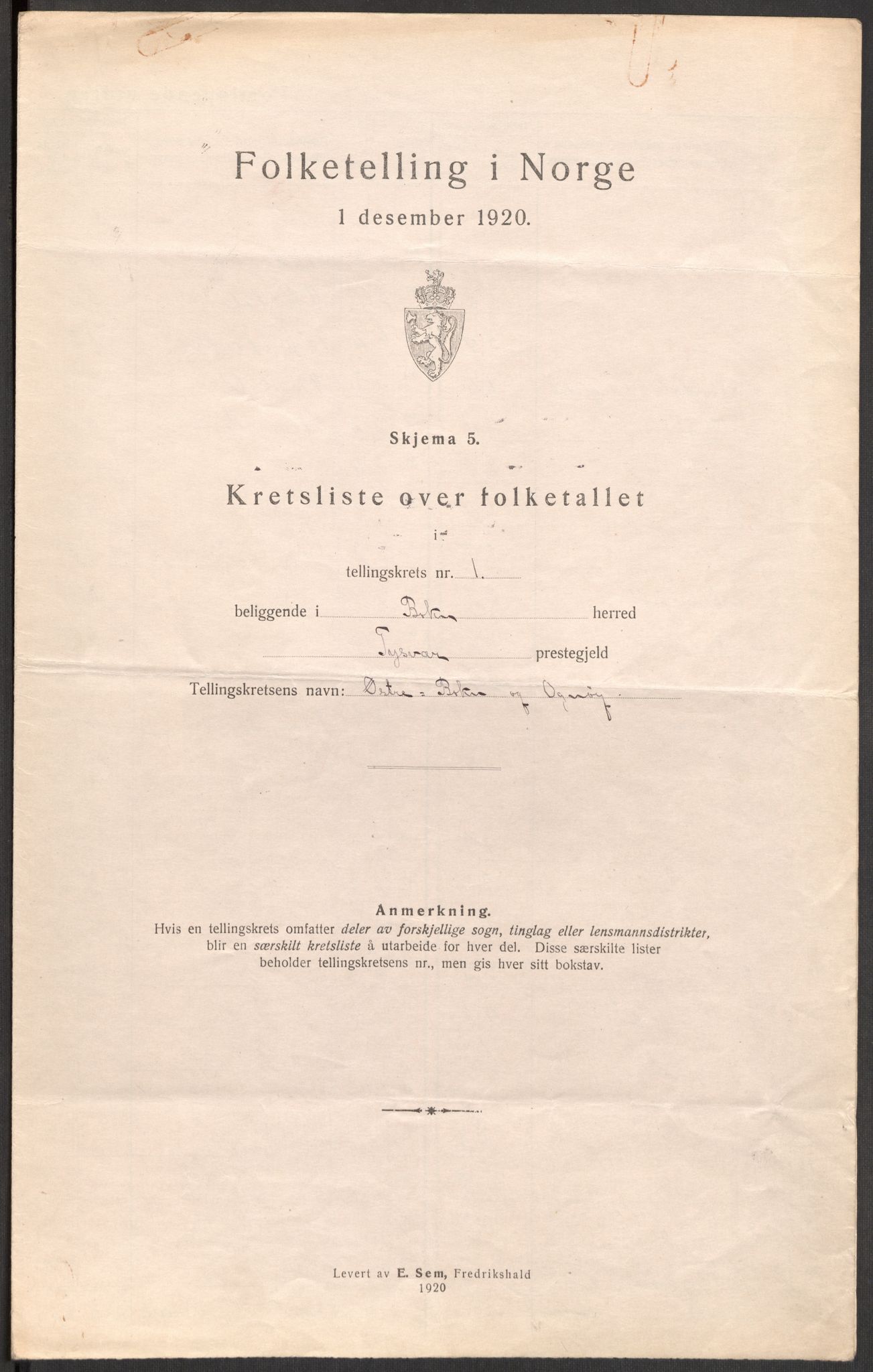 SAST, Folketelling 1920 for 1145 Bokn herred, 1920, s. 9
