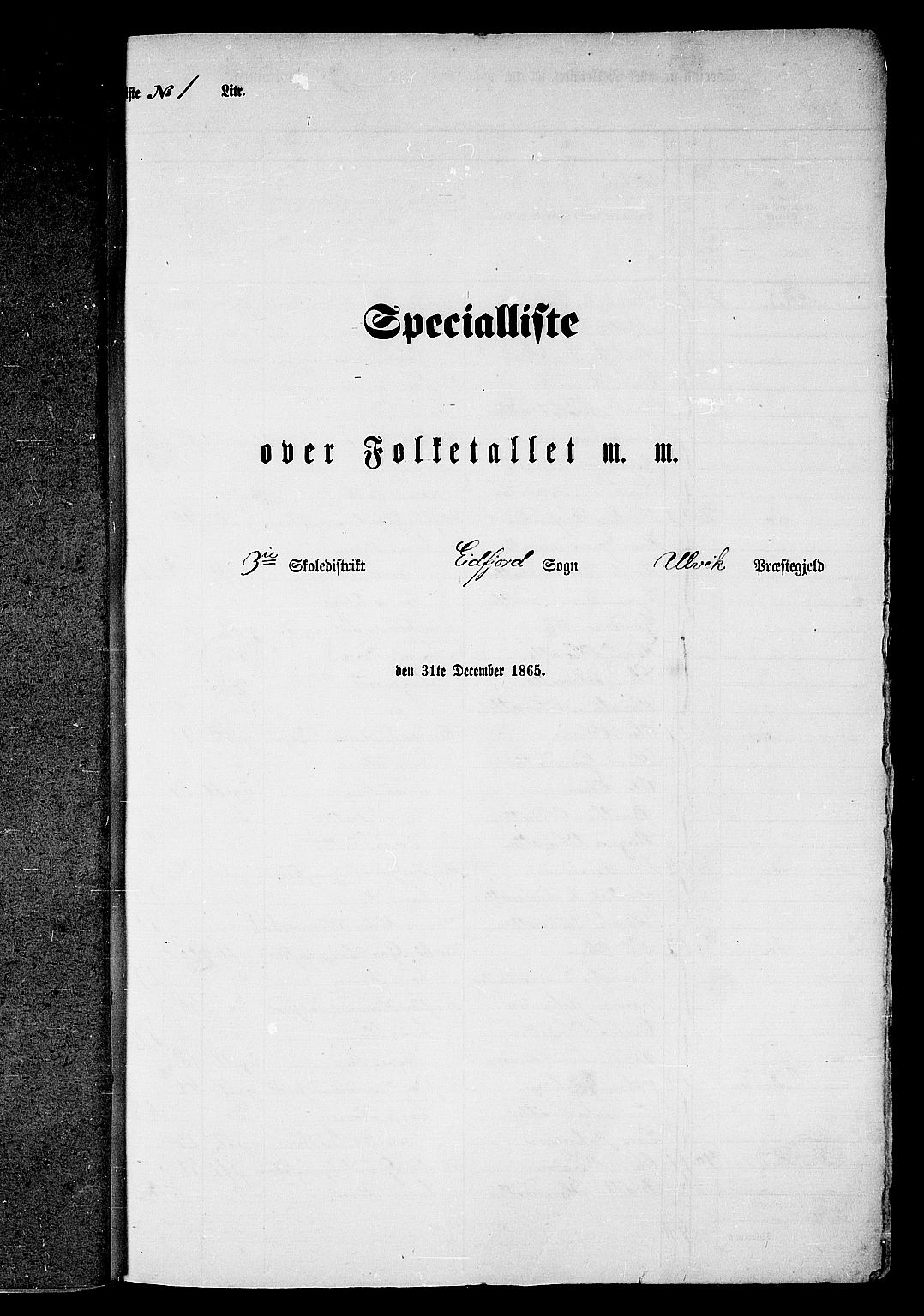 RA, Folketelling 1865 for 1233P Ulvik prestegjeld, 1865, s. 11