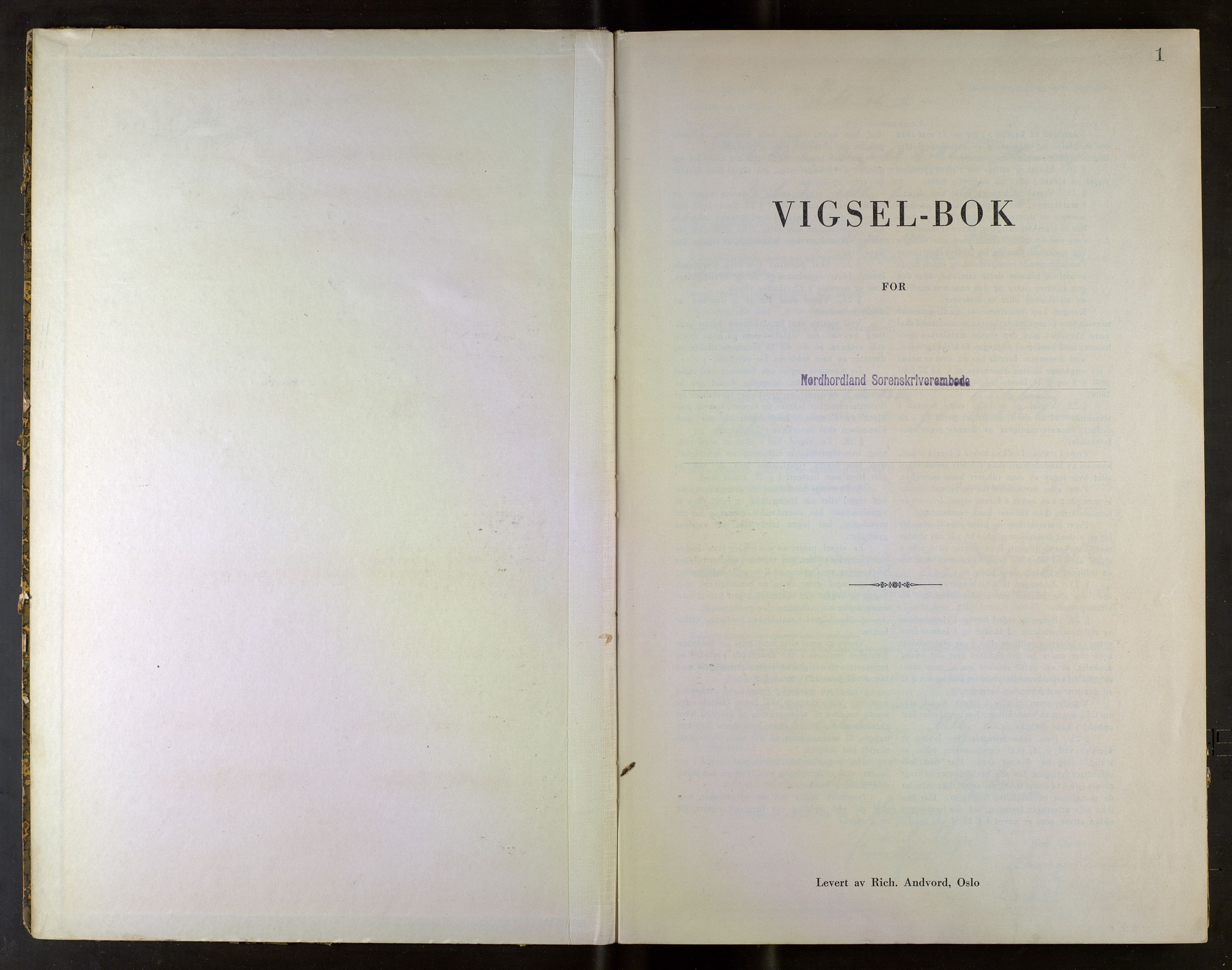 Nordhordland sorenskrivar, AV/SAB-A-2901/1/M/Mb/Mba/L0002: Vigselbøker, 1942-1943, s. 1