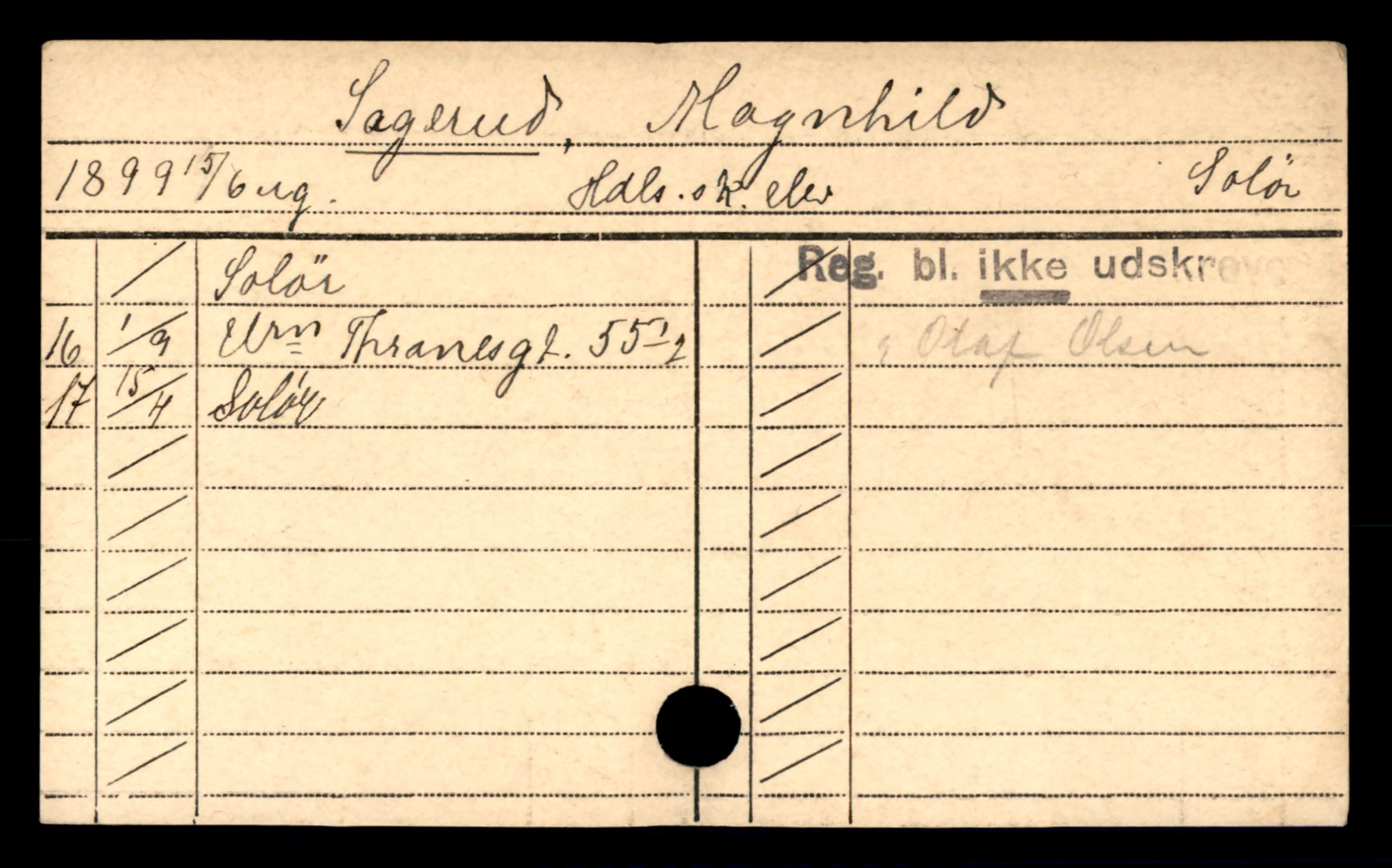 Oslo folkeregister, Registerkort, AV/SAO-A-11715/D/Df/L0005: Kvinner: Sagen Anna - Viken Thora, 1906-1918