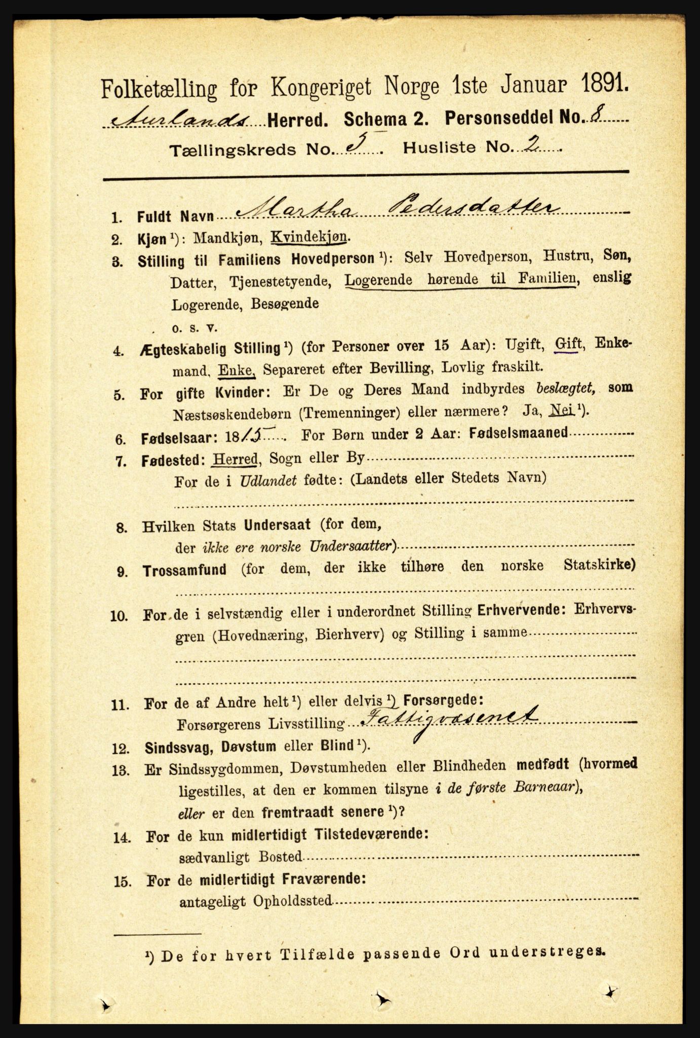 RA, Folketelling 1891 for 1421 Aurland herred, 1891, s. 1798