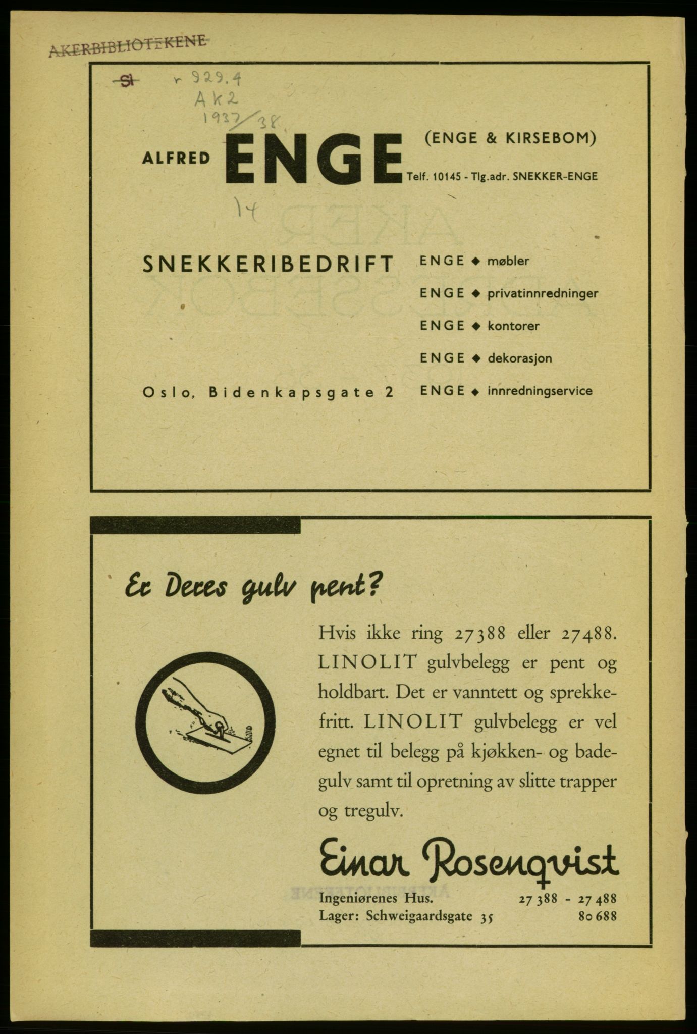 Aker adressebok/adressekalender, PUBL/001/A/006: Aker adressebok, 1937-1938