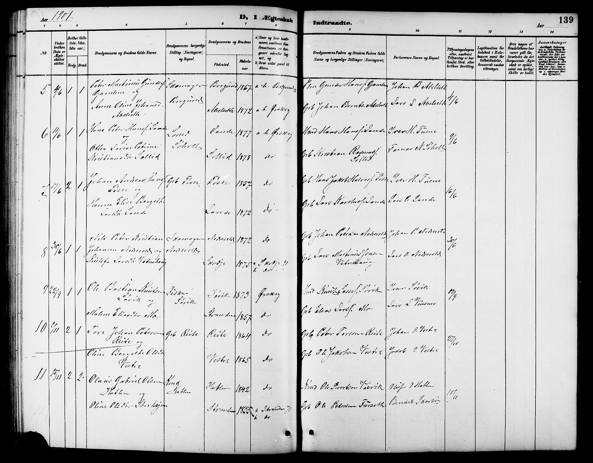 Ministerialprotokoller, klokkerbøker og fødselsregistre - Møre og Romsdal, AV/SAT-A-1454/522/L0327: Klokkerbok nr. 522C06, 1890-1915, s. 139