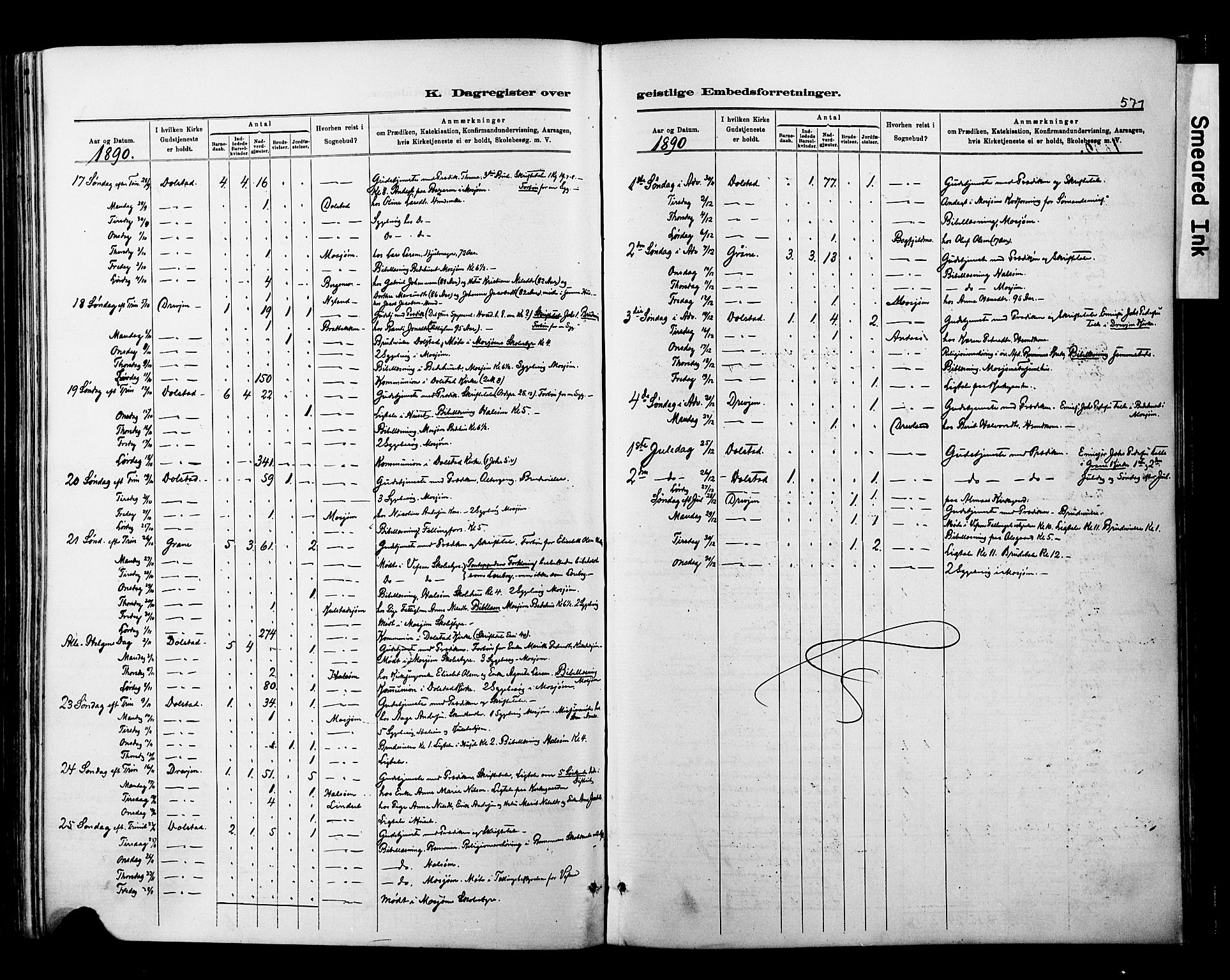 Ministerialprotokoller, klokkerbøker og fødselsregistre - Nordland, AV/SAT-A-1459/820/L0295: Ministerialbok nr. 820A16, 1880-1896, s. 571