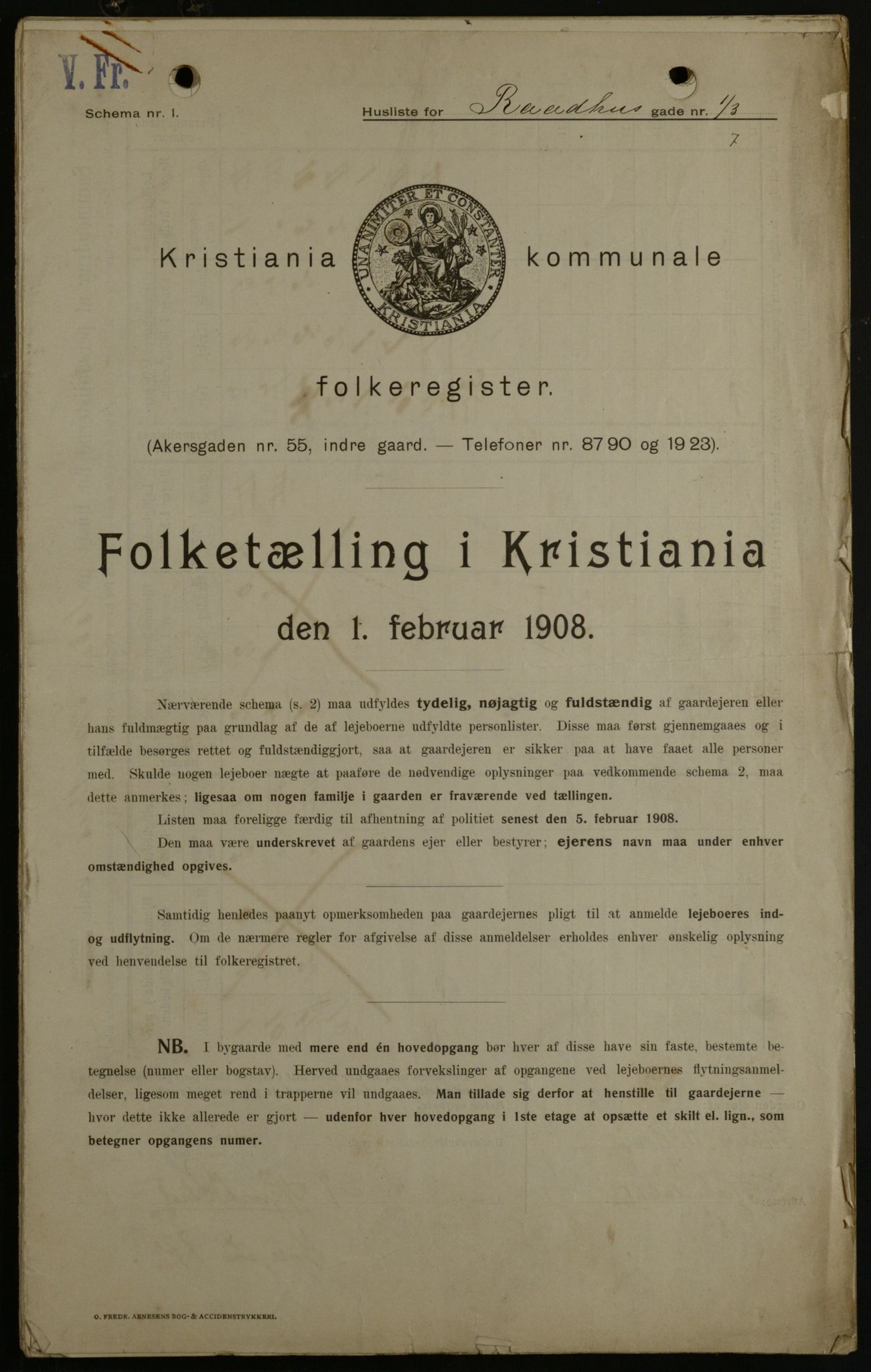 OBA, Kommunal folketelling 1.2.1908 for Kristiania kjøpstad, 1908, s. 77544