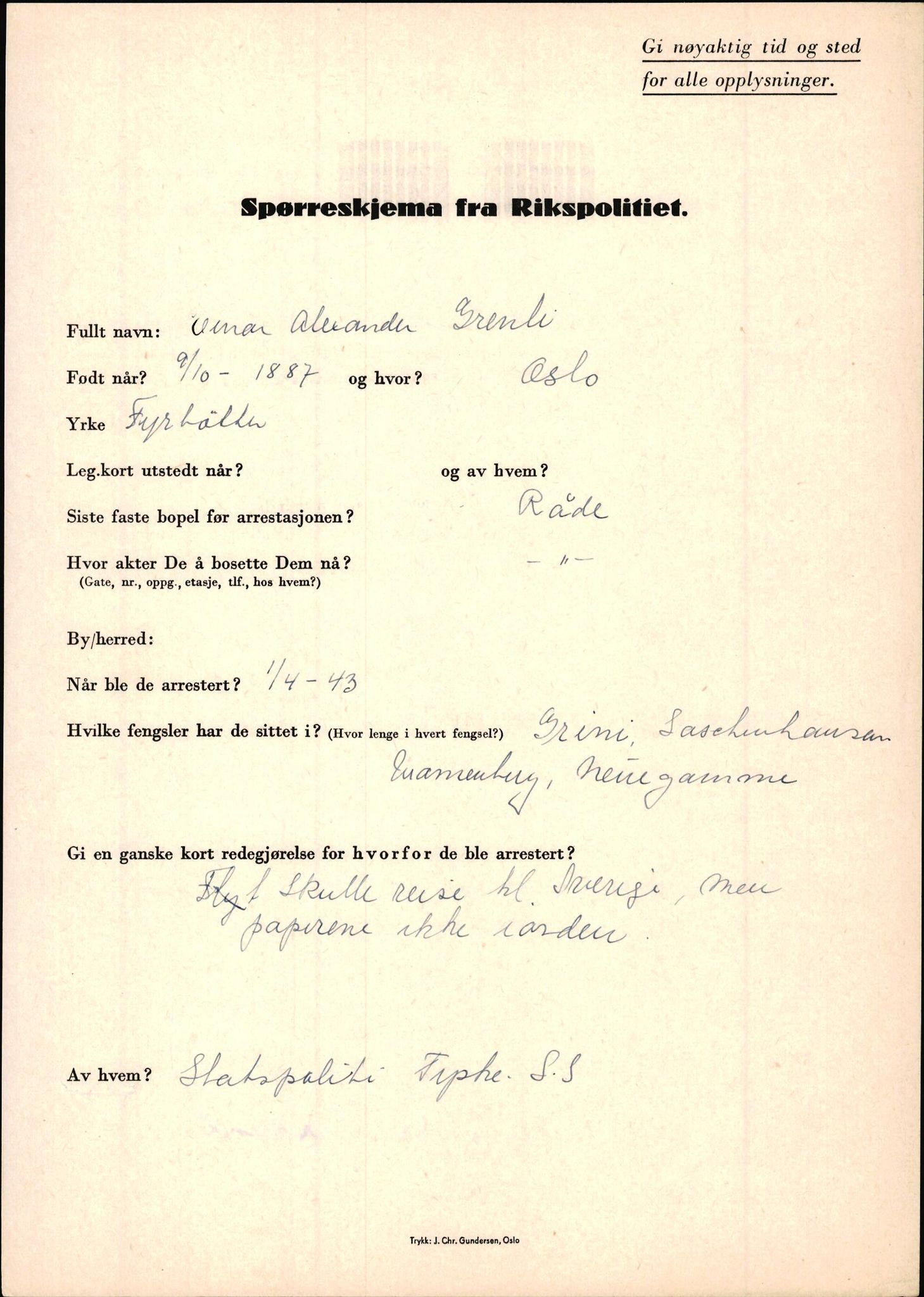 Rikspolitisjefen, AV/RA-S-1560/L/L0005: Gidske, Peder Martin -  Hansell, Georg, 1940-1945, s. 295