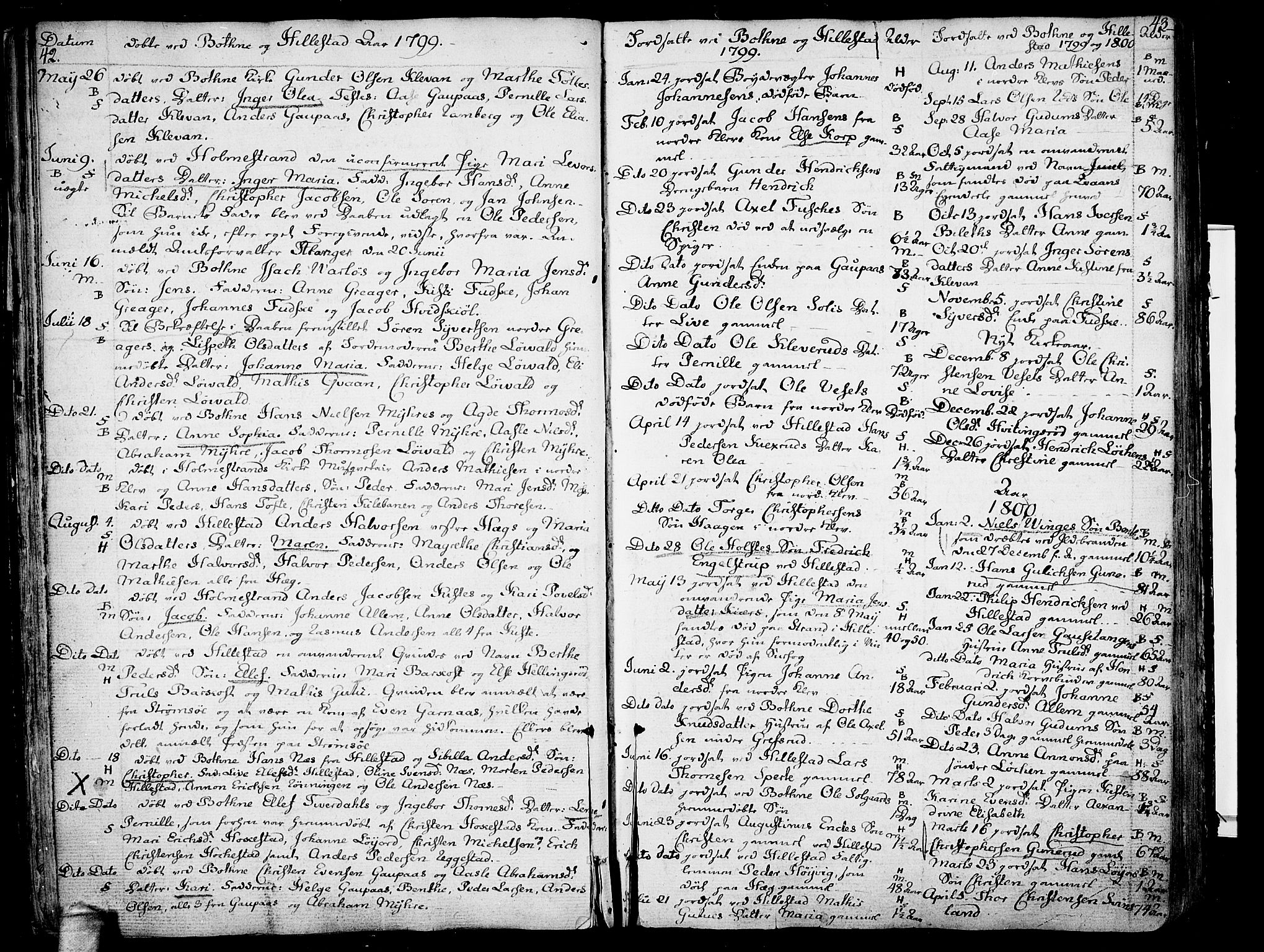 Botne kirkebøker, AV/SAKO-A-340/F/Fa/L0003: Ministerialbok nr. I 3 /1, 1792-1844, s. 42-43