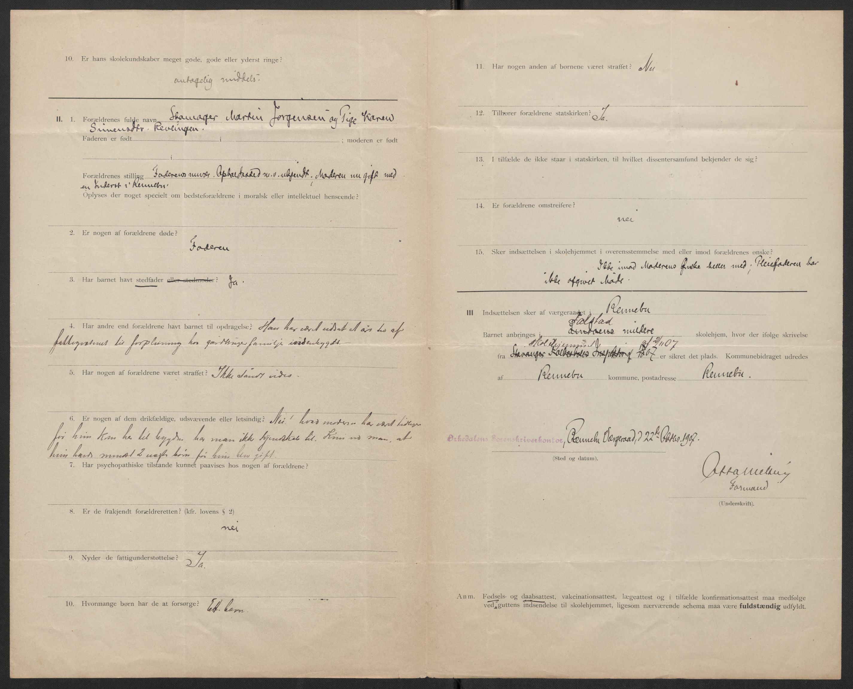 Falstad skolehjem, RA/S-1676/E/Eb/L0007: Elevmapper løpenr. 146-168, 1905-1911, s. 349