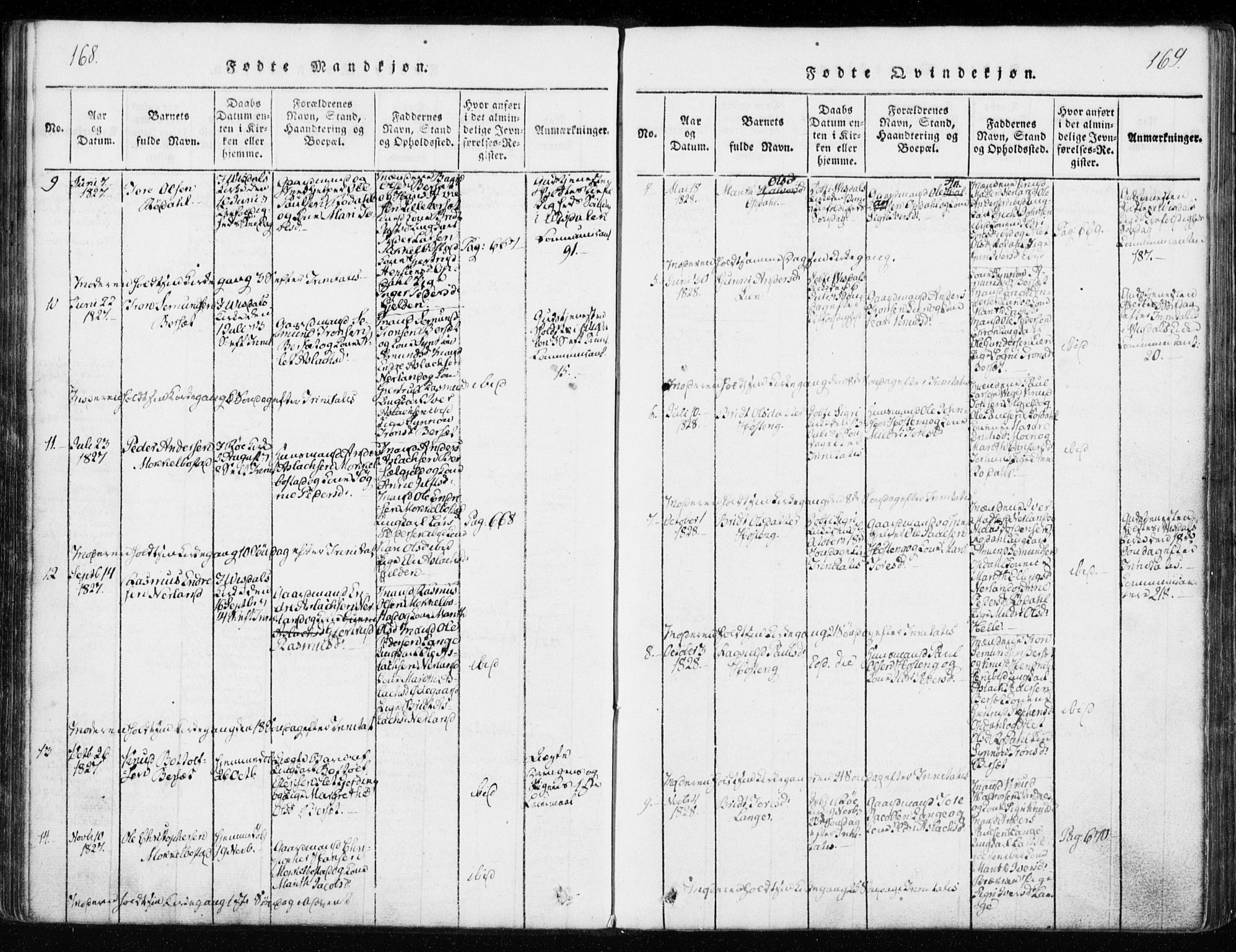 Ministerialprotokoller, klokkerbøker og fødselsregistre - Møre og Romsdal, AV/SAT-A-1454/551/L0623: Ministerialbok nr. 551A03, 1818-1831, s. 168-169