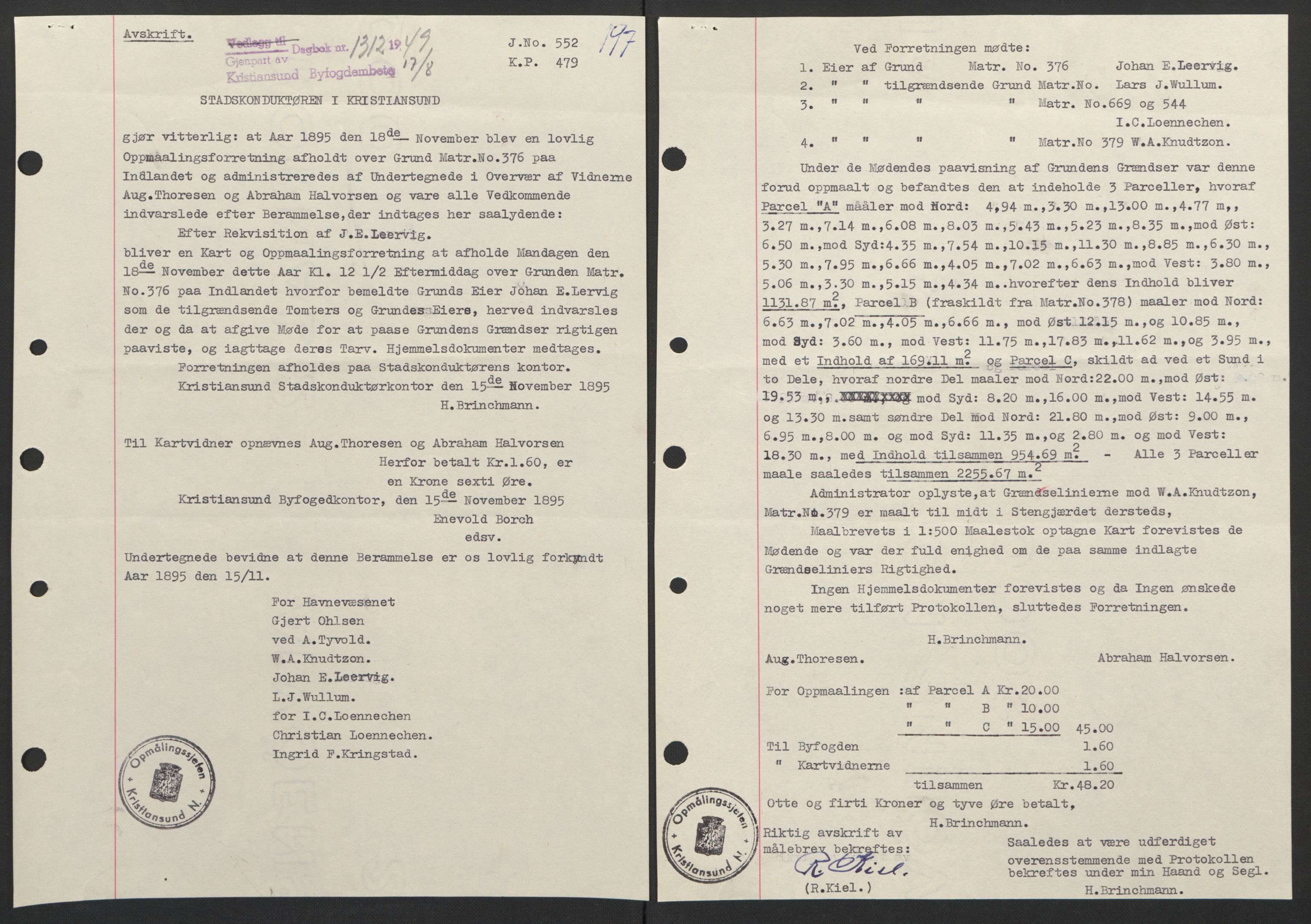 Kristiansund byfogd, AV/SAT-A-4587/A/27: Pantebok nr. 42, 1947-1950, Dagboknr: 1312/1949