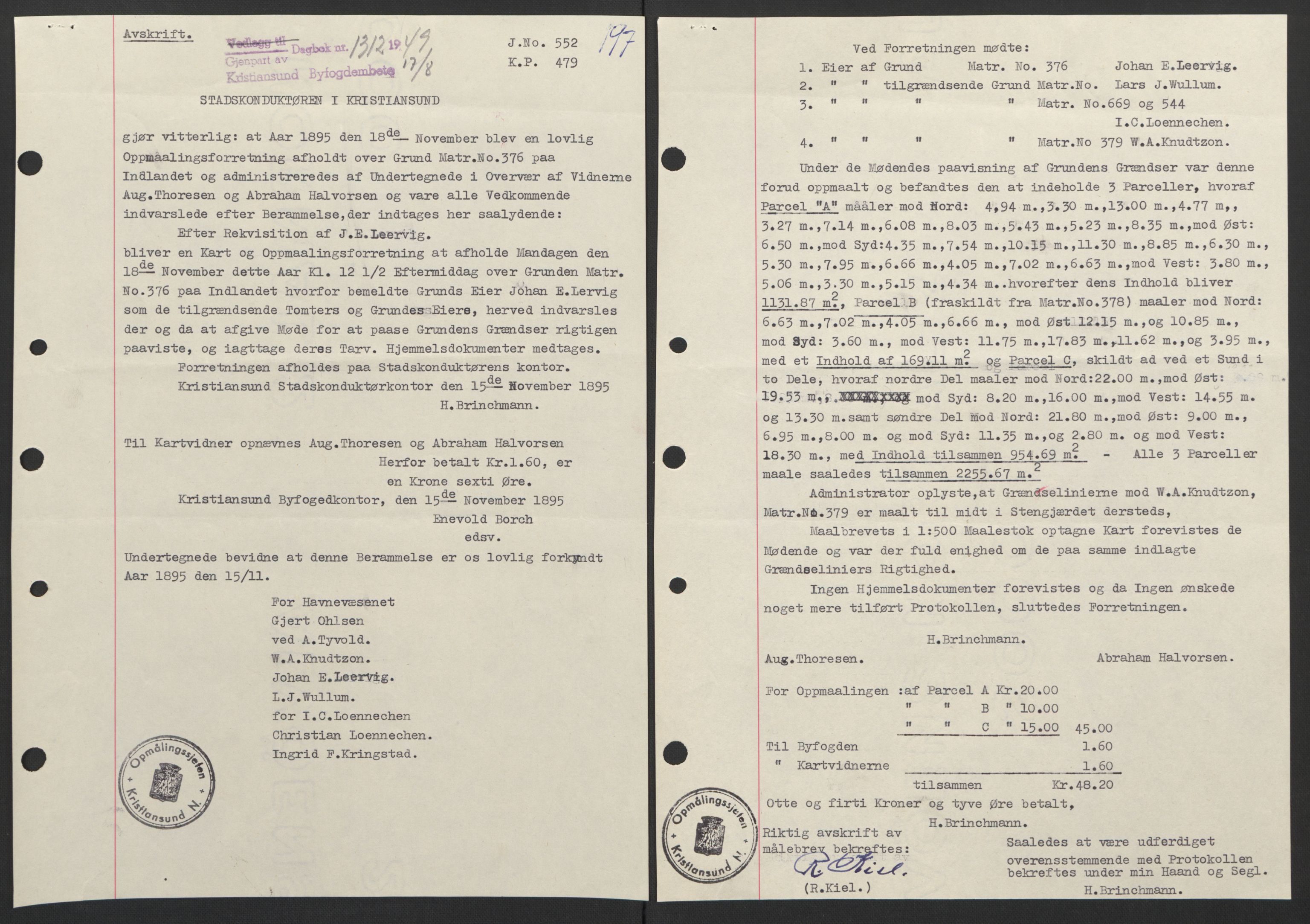 Kristiansund byfogd, SAT/A-4587/A/27: Pantebok nr. 42, 1947-1950, Dagboknr: 1312/1949