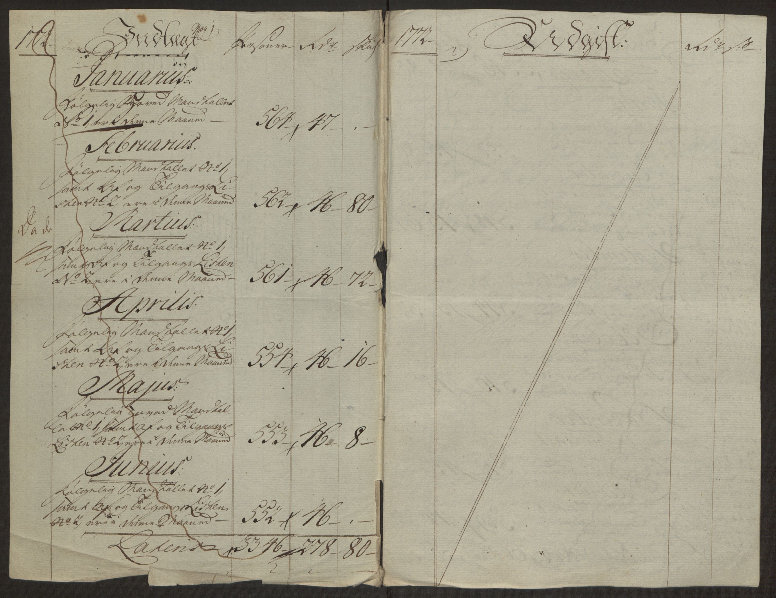 Rentekammeret inntil 1814, Reviderte regnskaper, Byregnskaper, AV/RA-EA-4066/R/Rk/L0218/0003: [K2] Kontribusjonsregnskap / Ekstra- og rangskatt, 1768-1772, s. 83