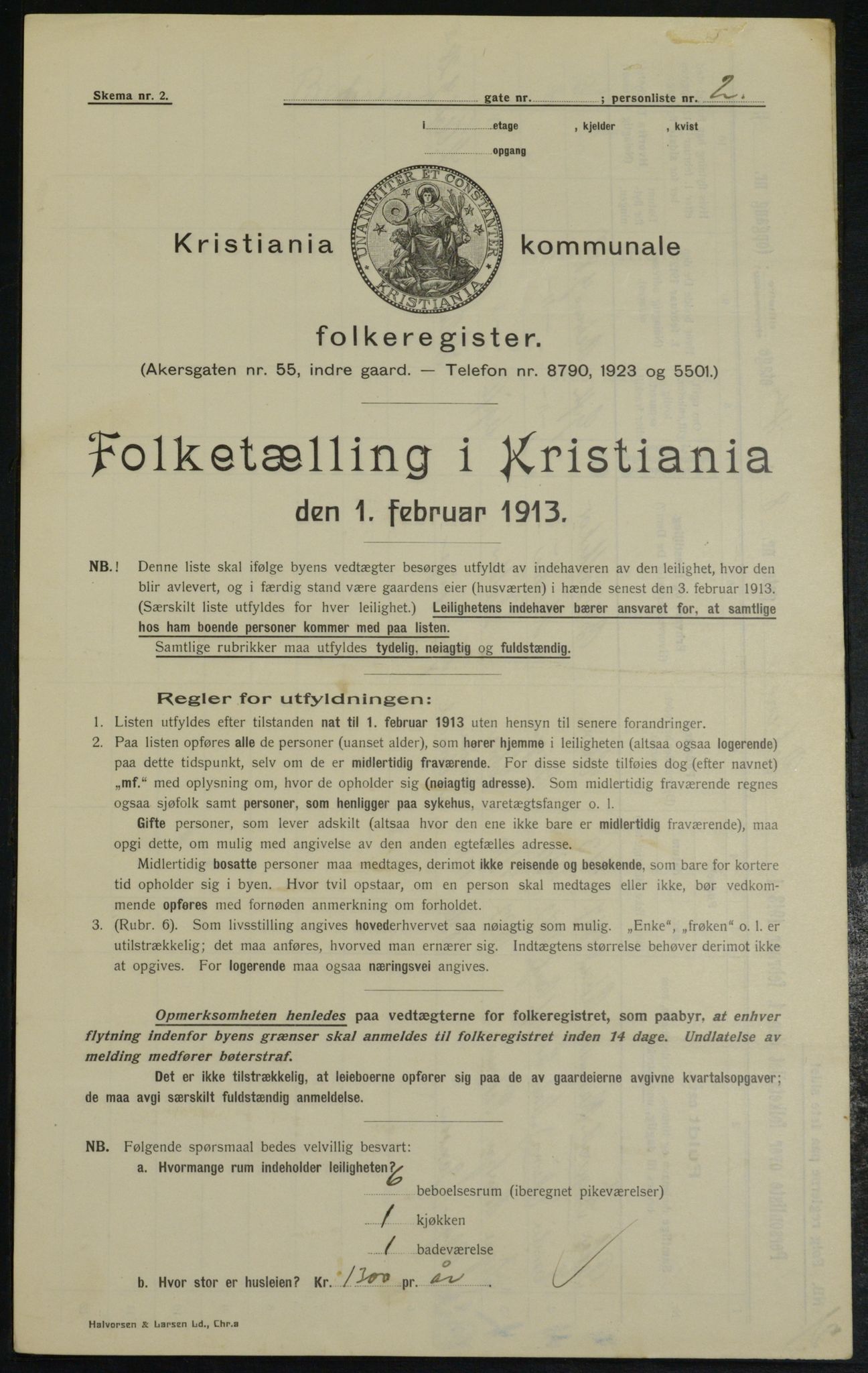 OBA, Kommunal folketelling 1.2.1913 for Kristiania, 1913, s. 3314