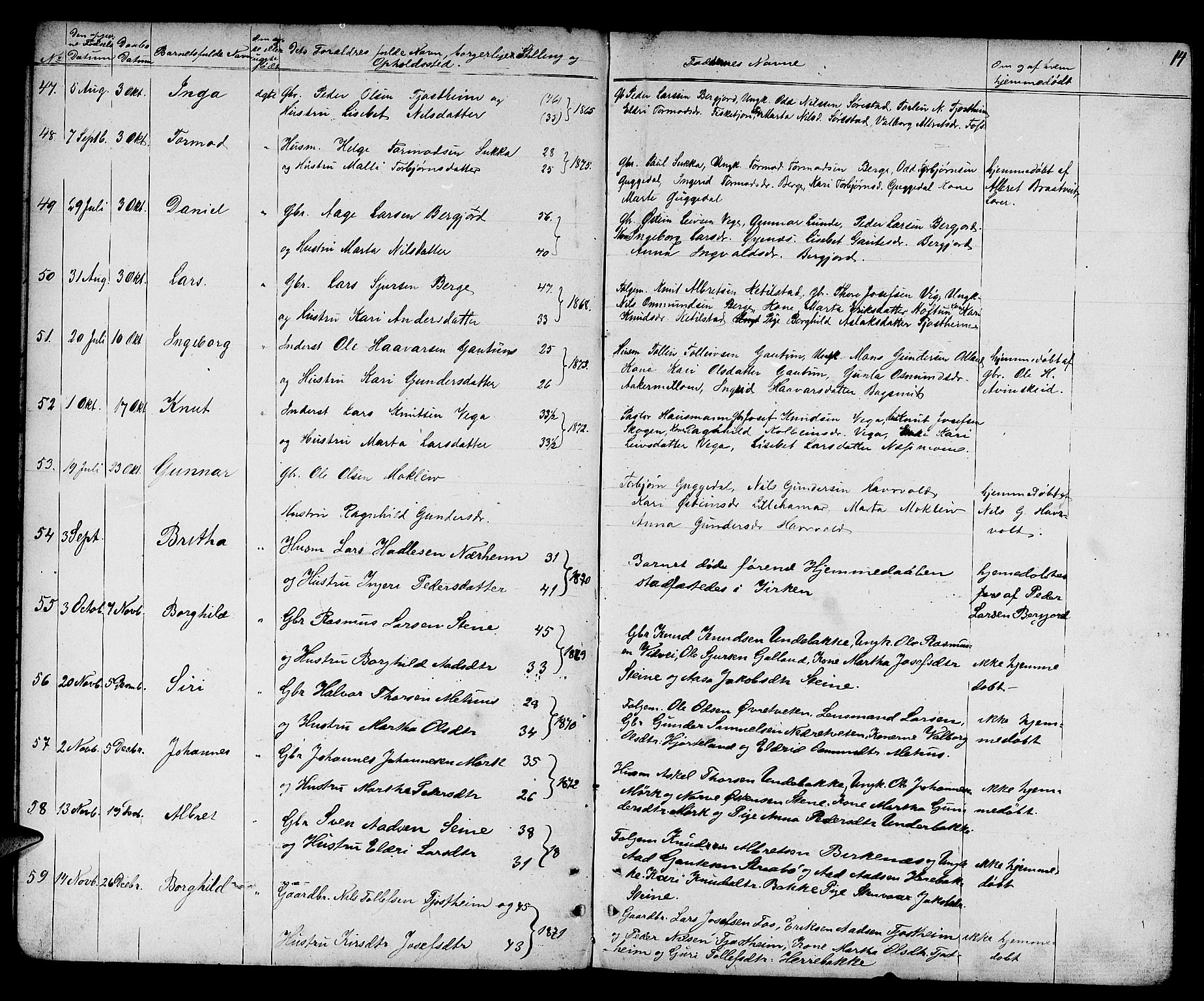 Suldal sokneprestkontor, AV/SAST-A-101845/01/V/L0004: Klokkerbok nr. B 4, 1866-1885, s. 14