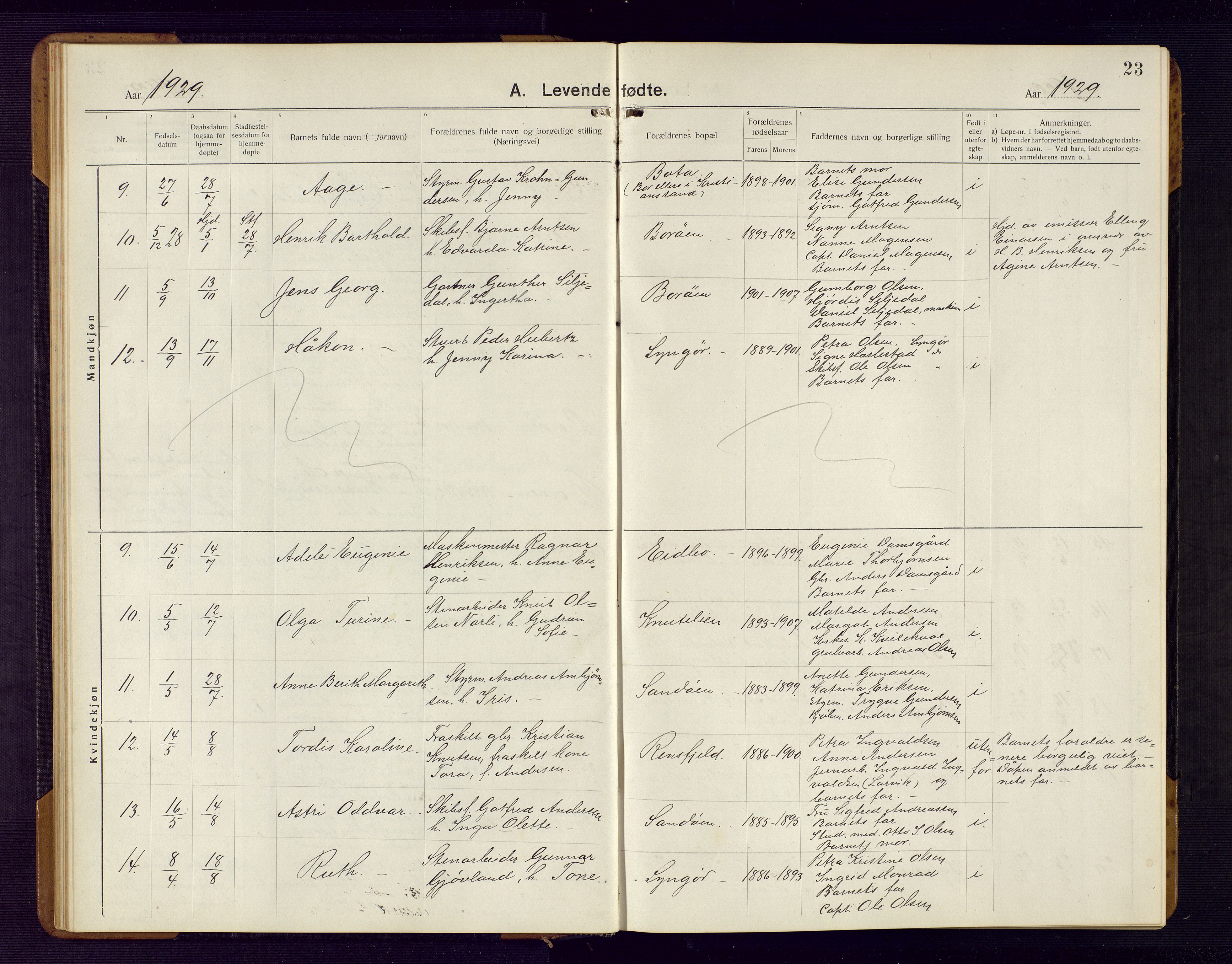 Dypvåg sokneprestkontor, AV/SAK-1111-0007/F/Fb/Fba/L0015: Klokkerbok nr. B 15, 1922-1949, s. 23