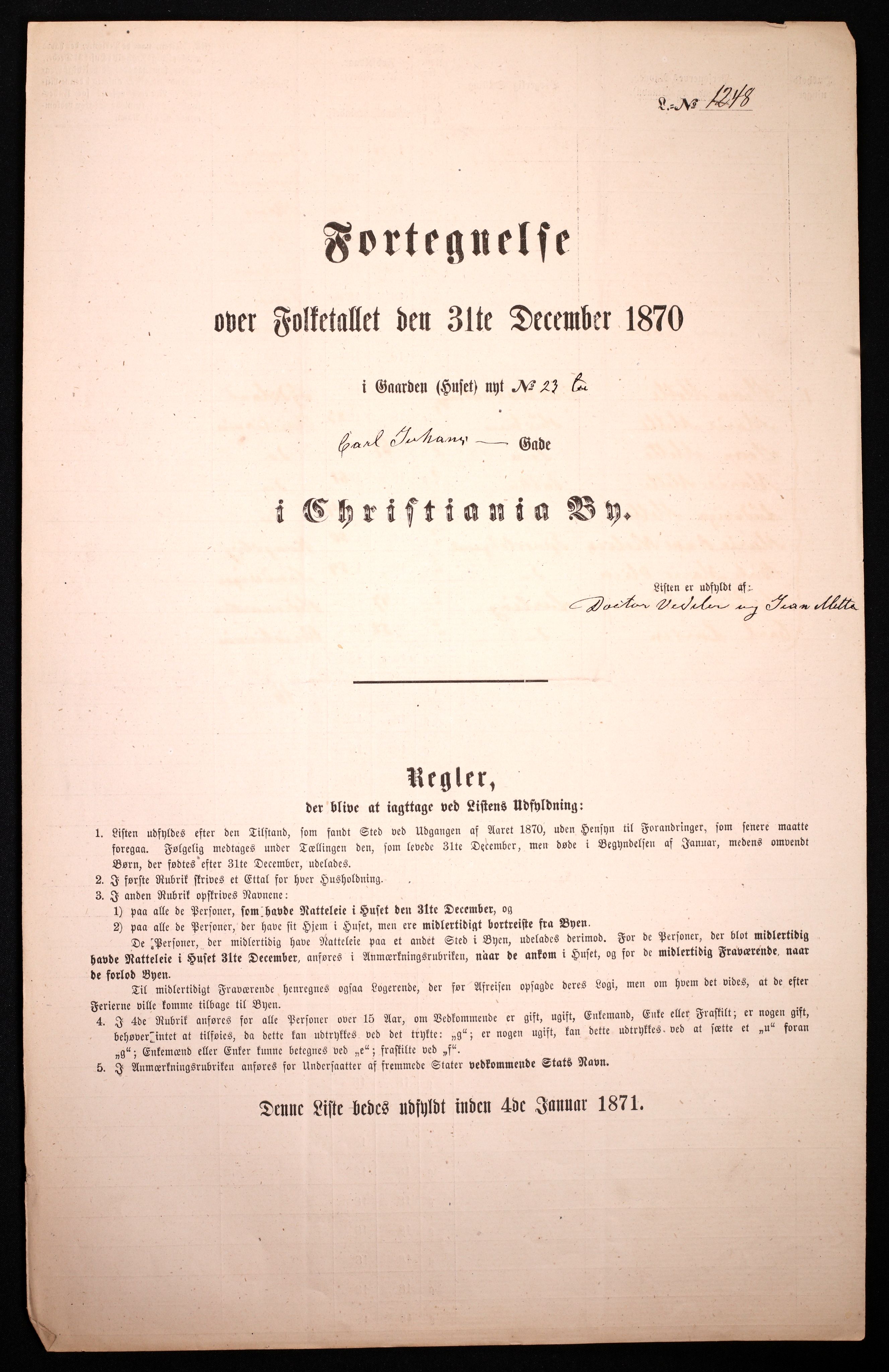 RA, Folketelling 1870 for 0301 Kristiania kjøpstad, 1870, s. 516