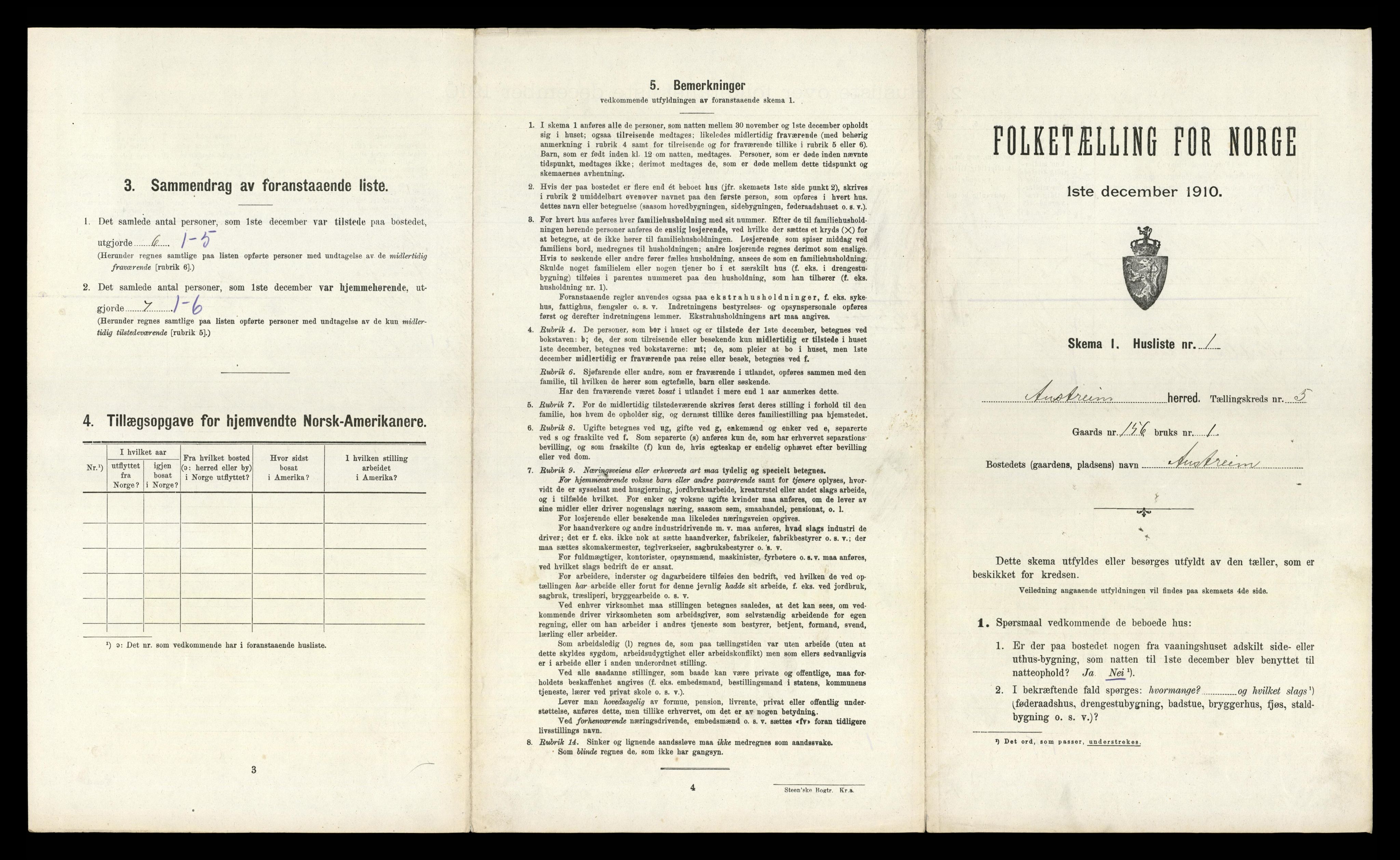 RA, Folketelling 1910 for 1264 Austrheim herred, 1910, s. 276