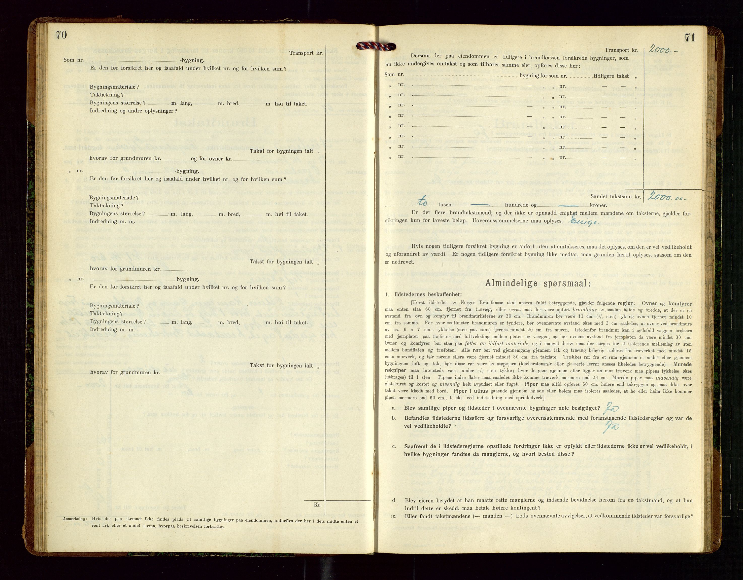 Nedstrand lensmannskontor, AV/SAST-A-100236/Gob/L0002: "Brandtakstprotokol for Nerstrand lensmandsdistrikt Rogaland Fylke", 1916-1949, s. 70-71