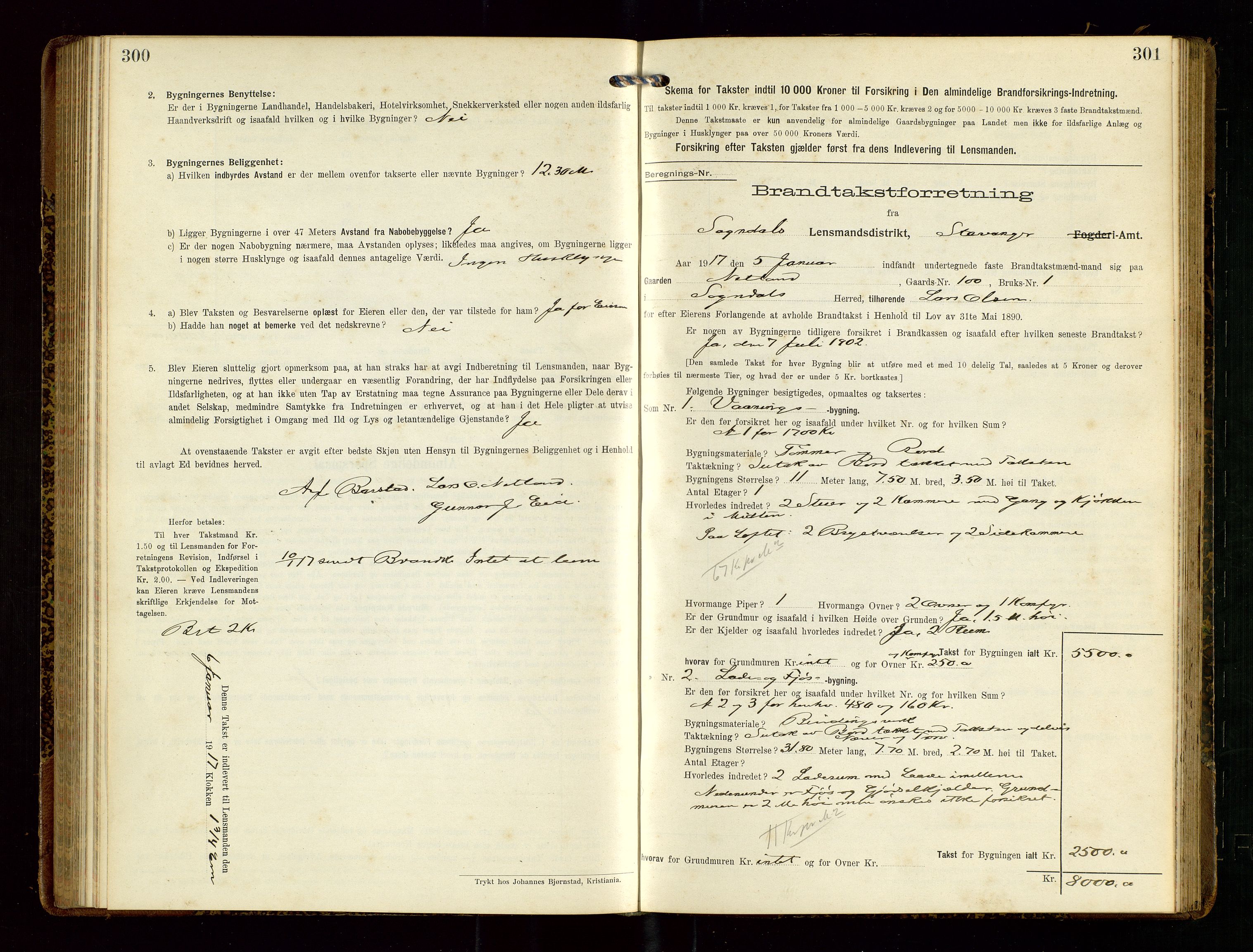 Sokndal lensmannskontor, SAST/A-100417/Gob/L0003: "Brandtakst-Protokol", 1914-1917, s. 300-301