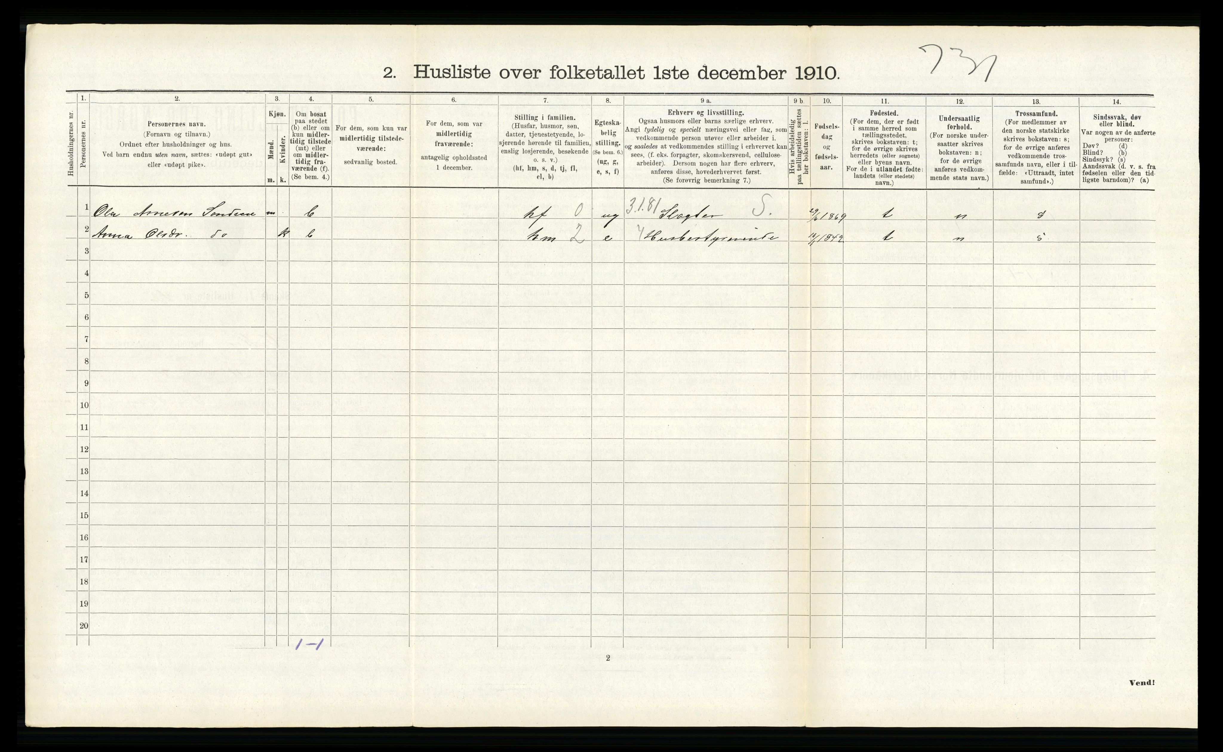 RA, Folketelling 1910 for 1238 Kvam herred, 1910, s. 292