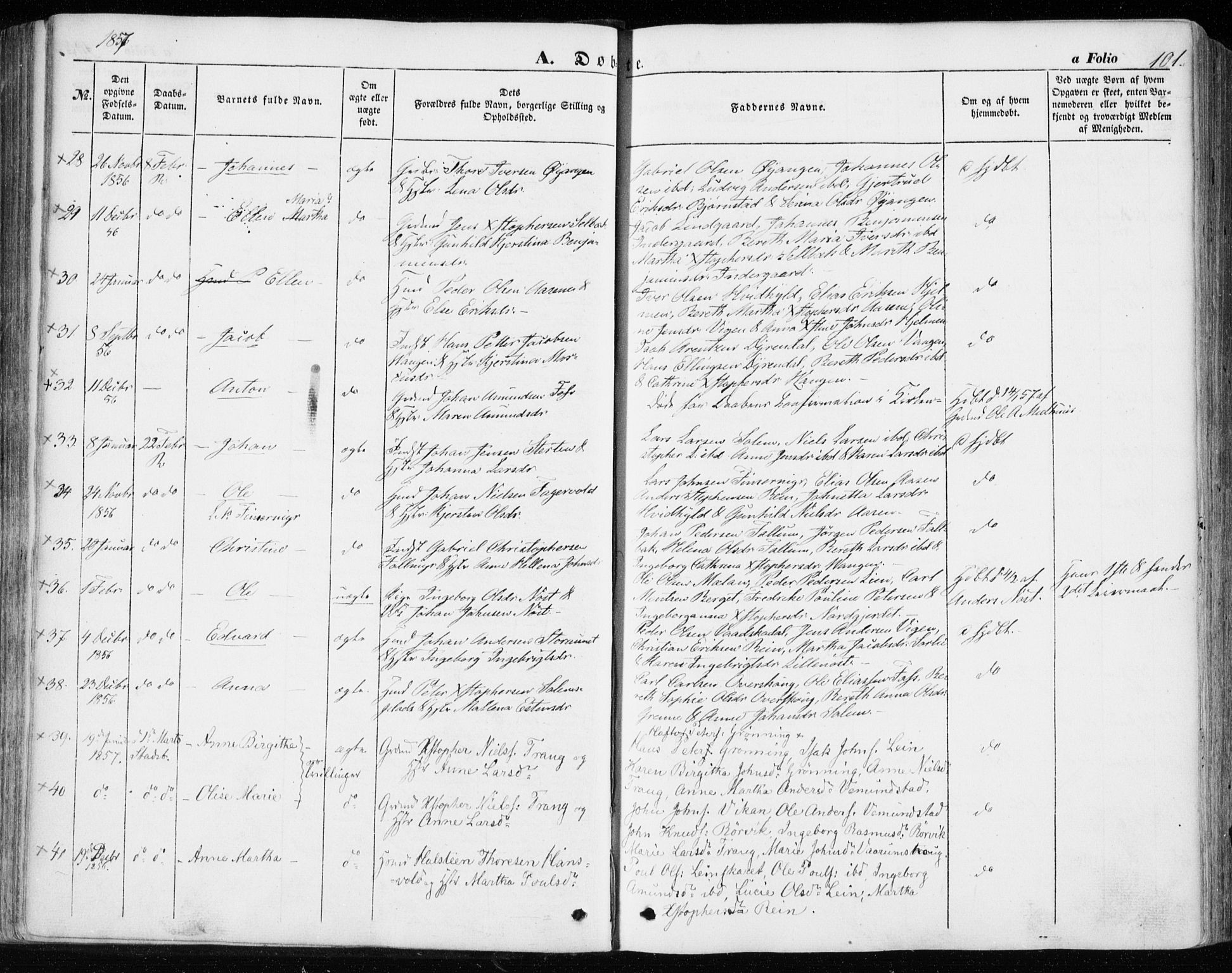 Ministerialprotokoller, klokkerbøker og fødselsregistre - Sør-Trøndelag, SAT/A-1456/646/L0611: Ministerialbok nr. 646A09, 1848-1857, s. 101
