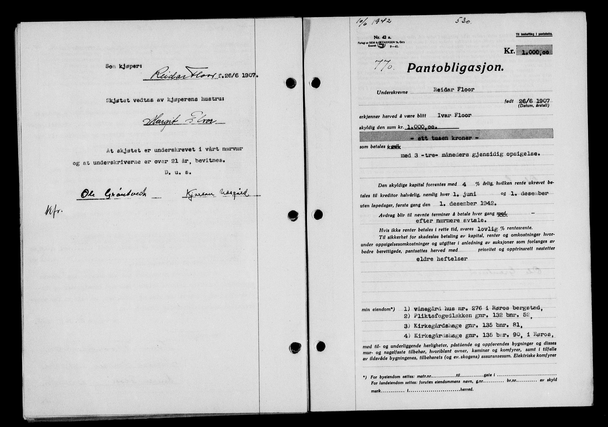 Gauldal sorenskriveri, SAT/A-0014/1/2/2C/L0054: Pantebok nr. 59, 1941-1942, Dagboknr: 770/1942