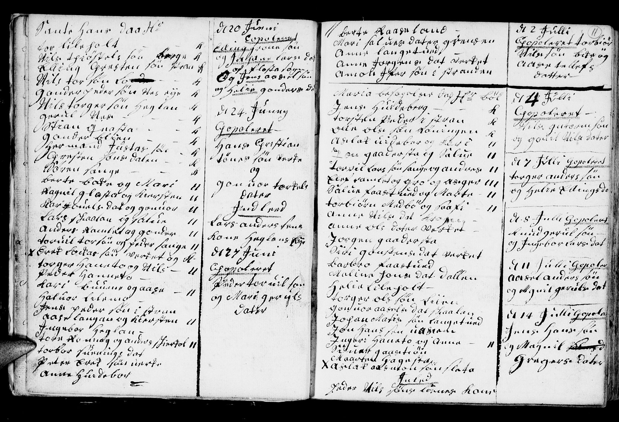 Holt sokneprestkontor, AV/SAK-1111-0021/F/Fb/L0005: Klokkerbok nr. B 5, 1746-1764, s. 11