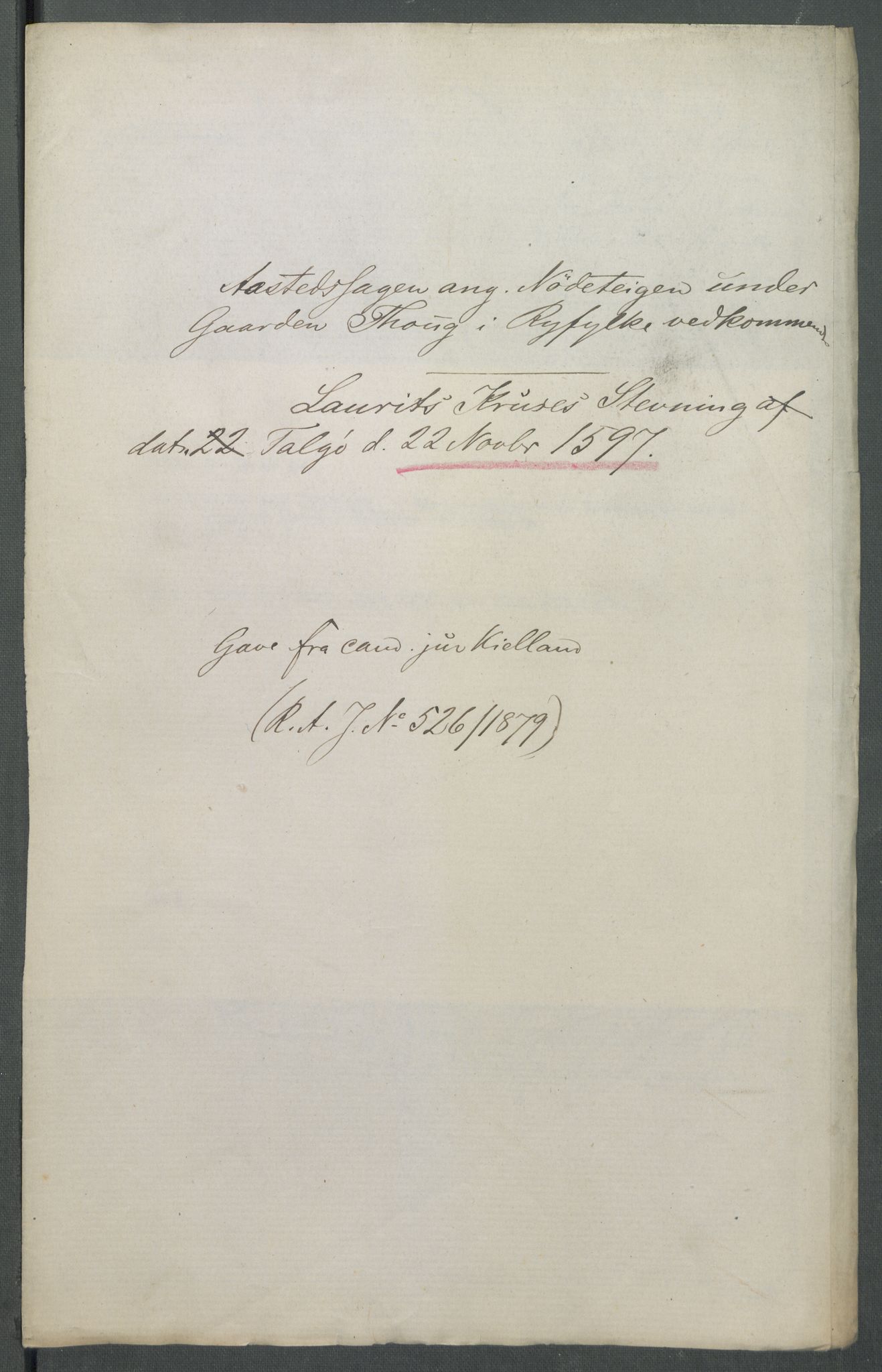 Riksarkivets diplomsamling, AV/RA-EA-5965/F02/L0104: Dokumenter, 1597, s. 65