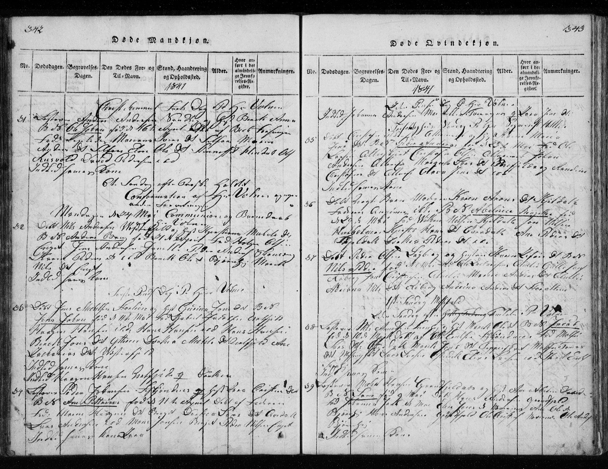 Ministerialprotokoller, klokkerbøker og fødselsregistre - Nordland, AV/SAT-A-1459/827/L0412: Klokkerbok nr. 827C01, 1820-1841, s. 342-343