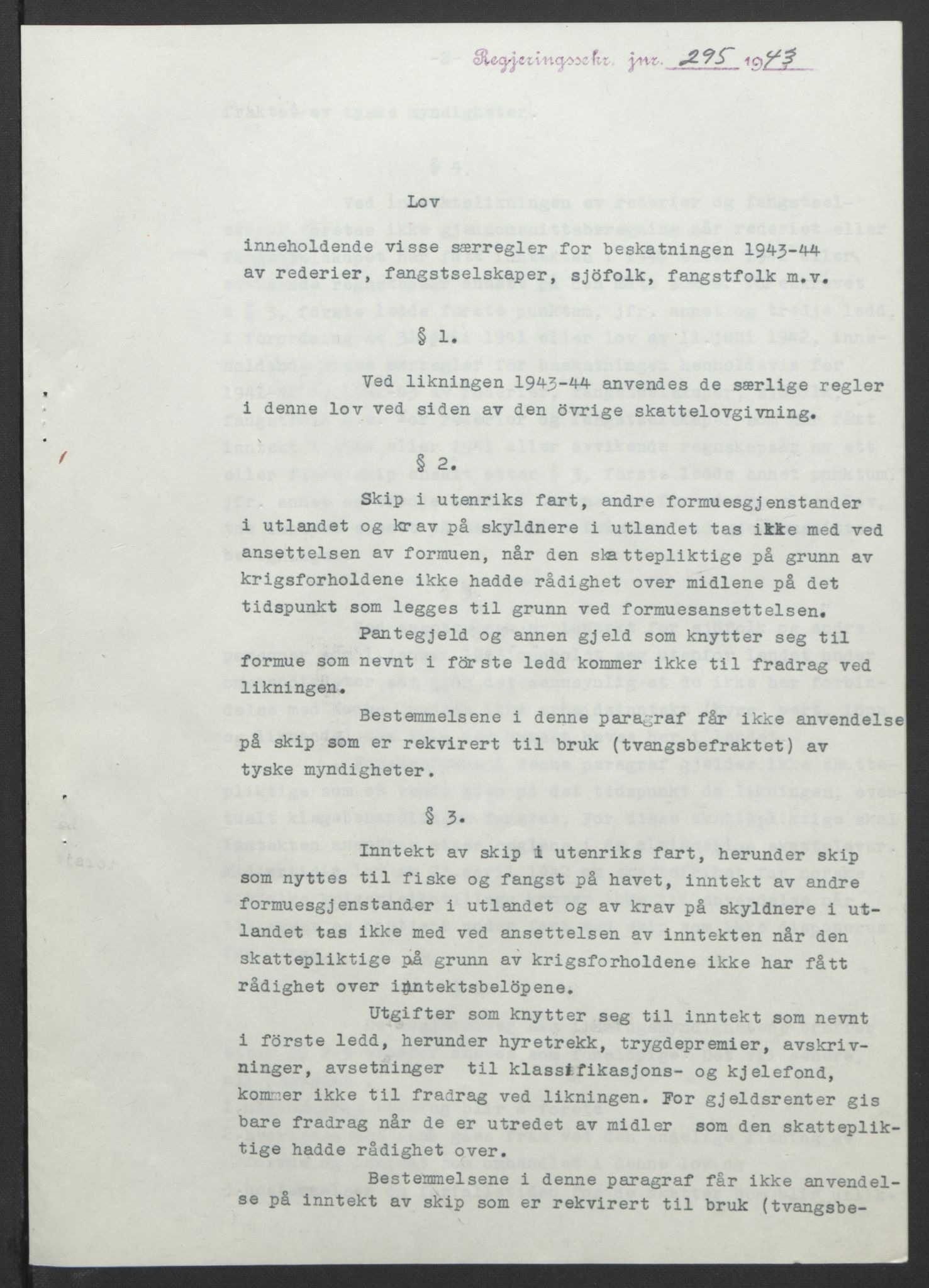 NS-administrasjonen 1940-1945 (Statsrådsekretariatet, de kommisariske statsråder mm), RA/S-4279/D/Db/L0099: Lover, 1943, s. 554